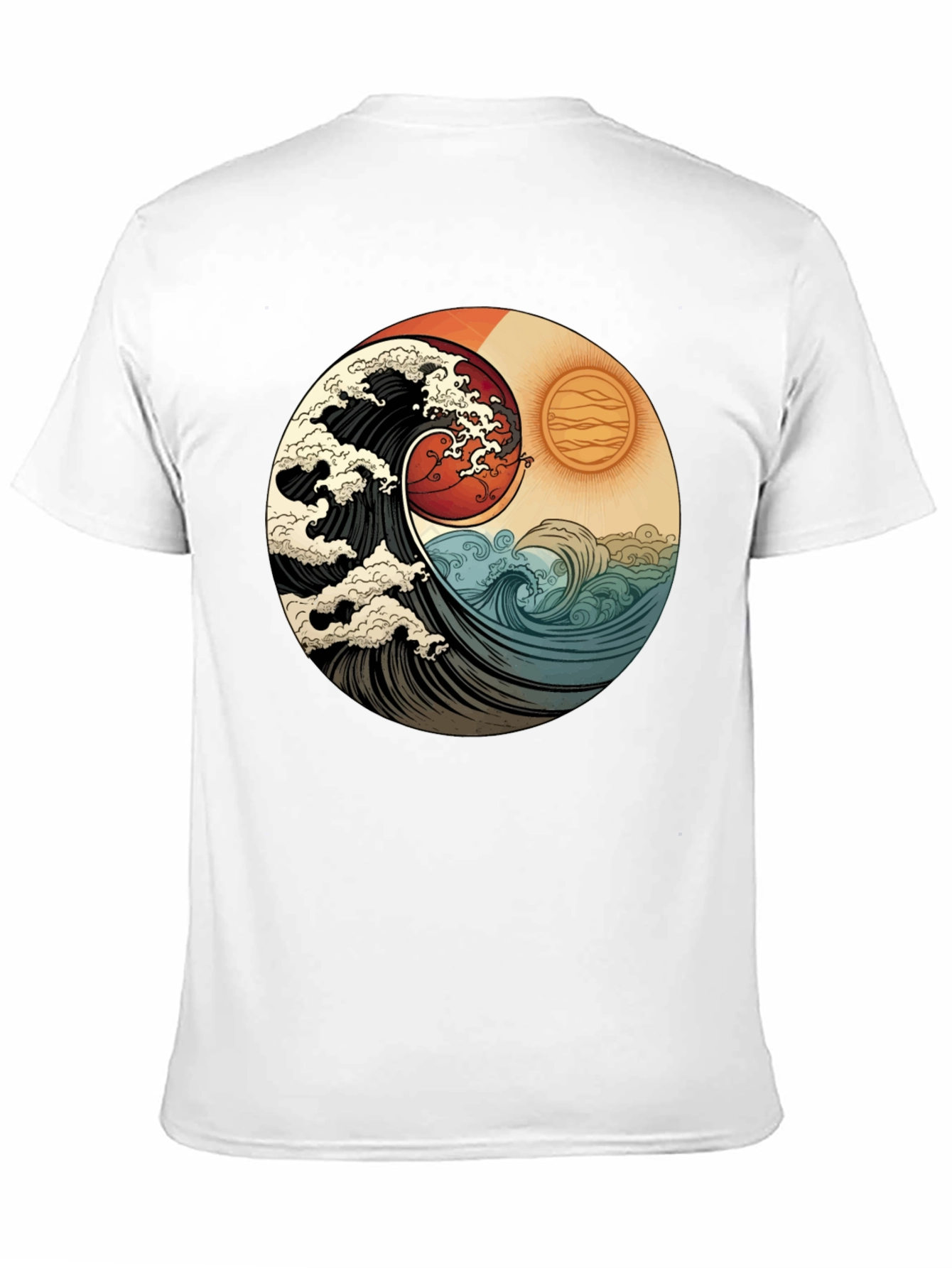 Yin Yang Wave Graphic Tee - Black