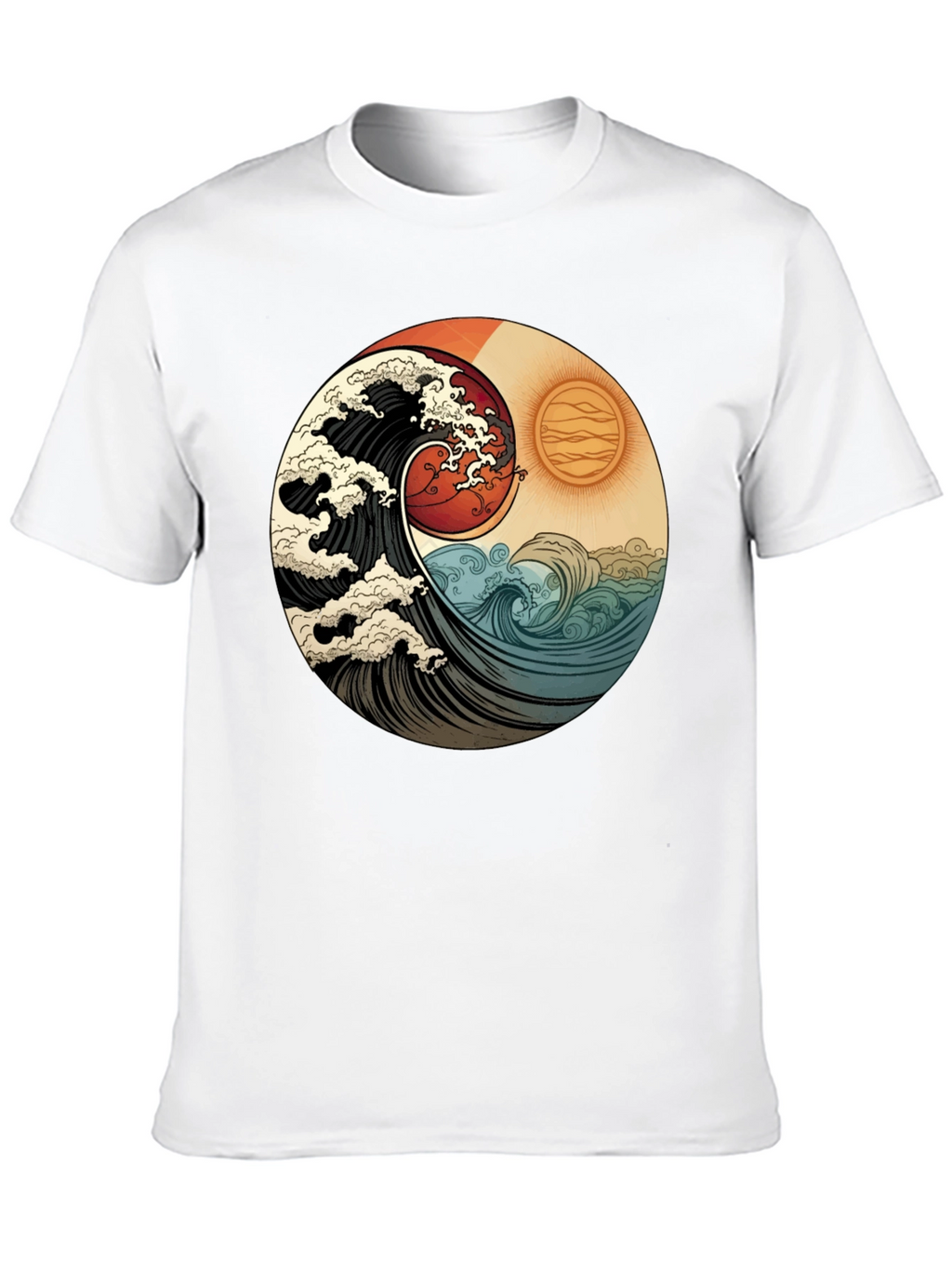 Yin Yang Wave Graphic Tee - Black