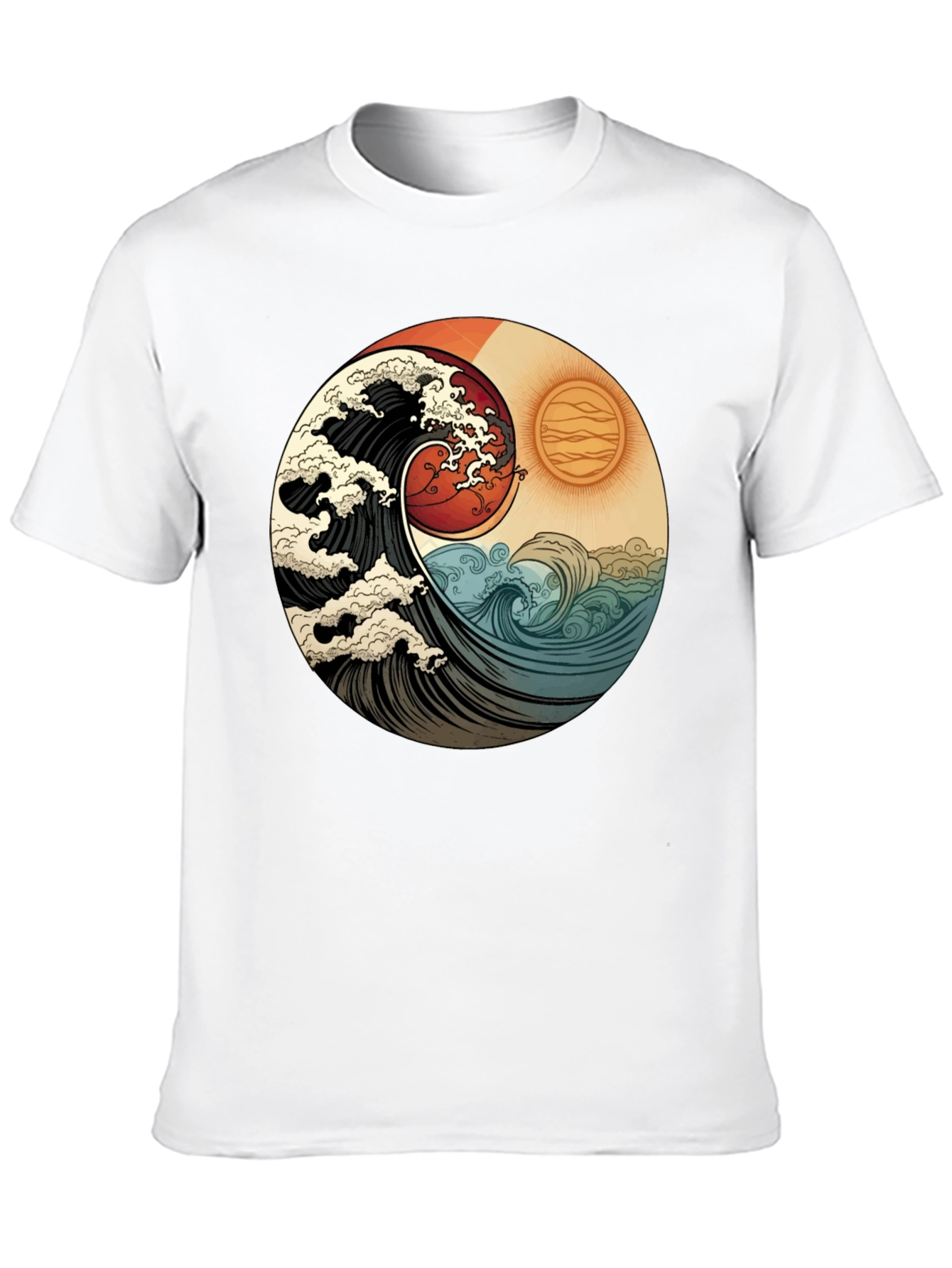 Yin Yang Wave Graphic Tee - Black