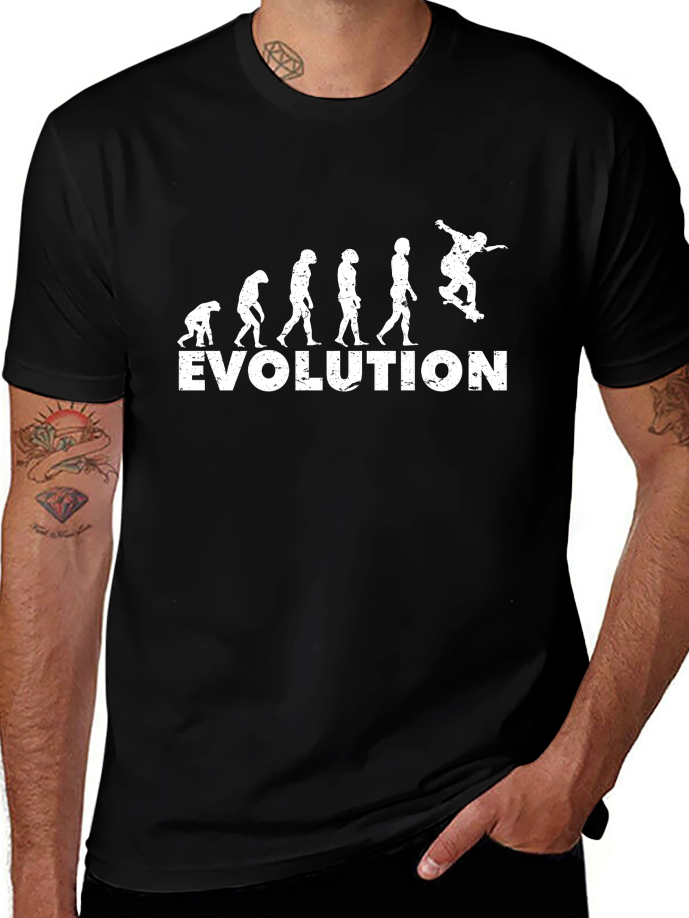 Evolution Skateboarder Graphic T-Shirt - Black