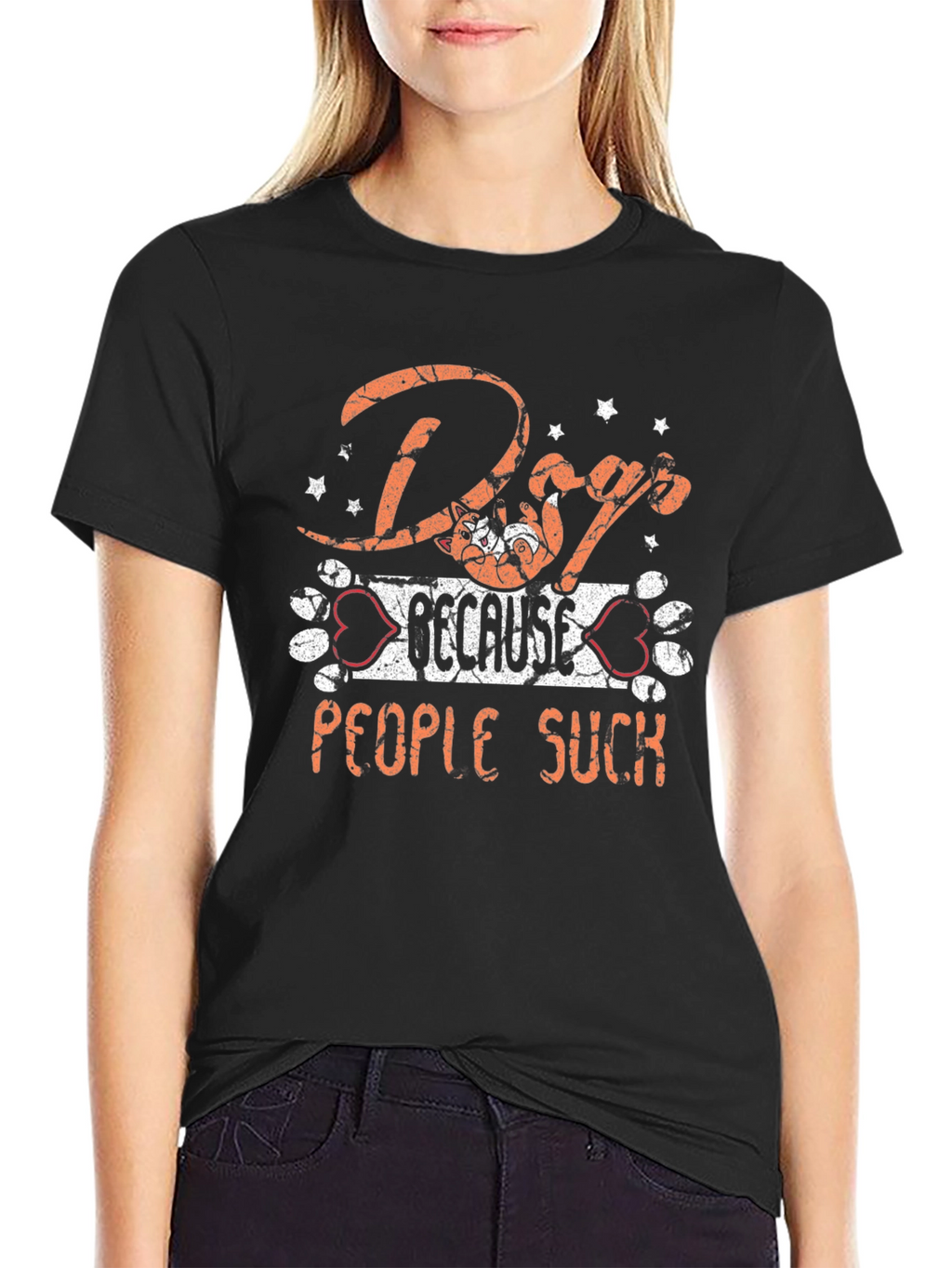 Dog Because People Suck Graphic T-Shirt