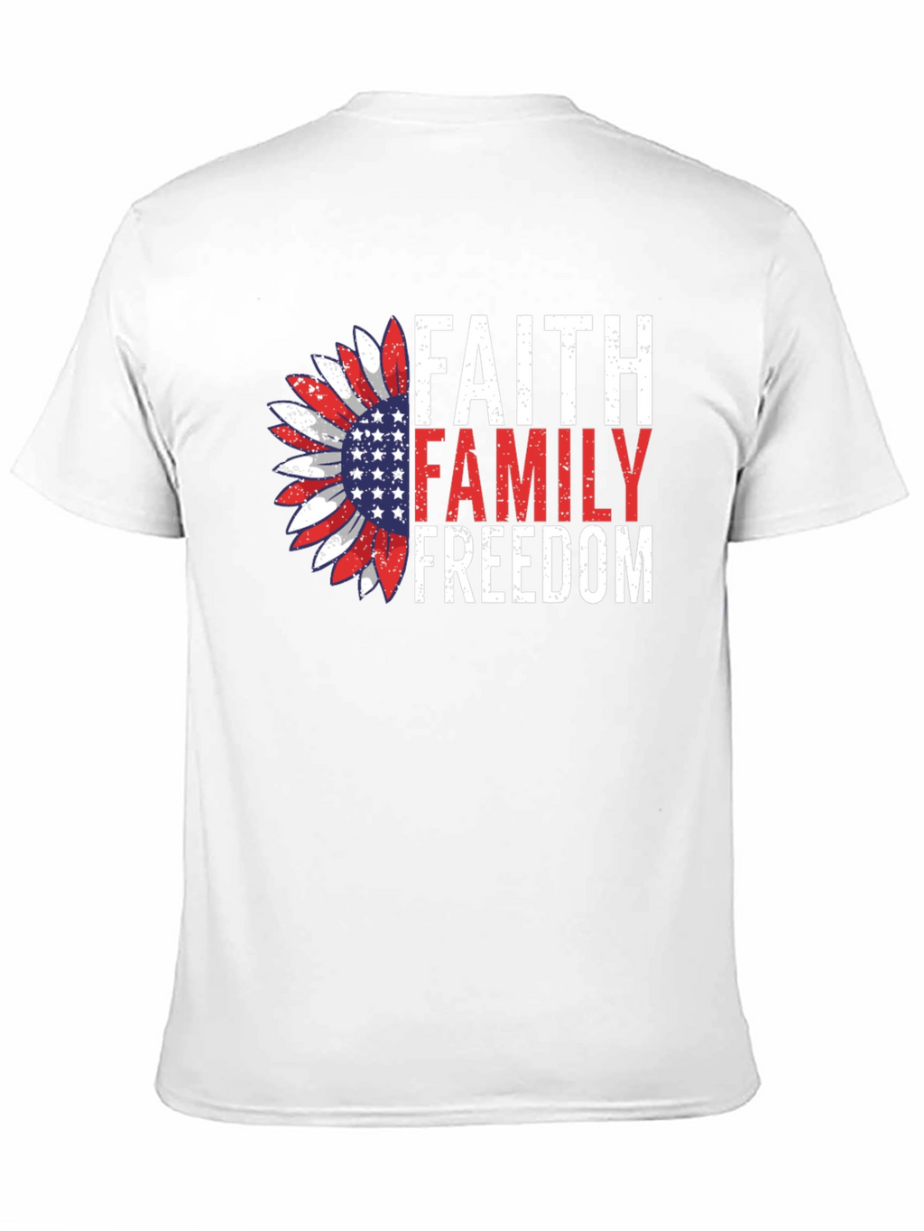 Faith Family Freedom Graphic Tee - Patriotic Sunflower Design