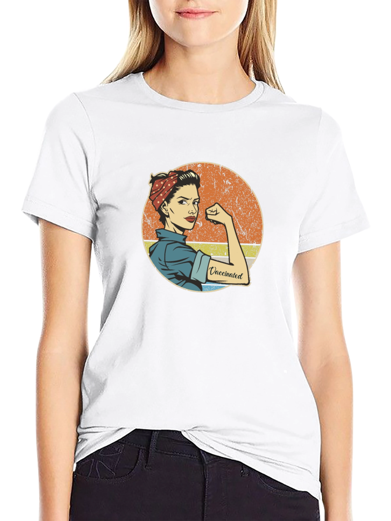 Vaccinated Rosie the Riveter Black T-Shirt