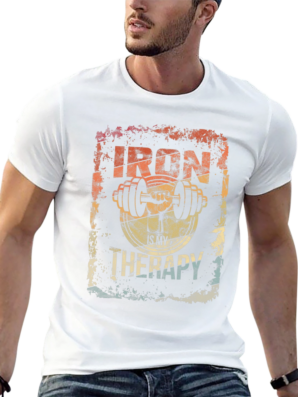 Iron Is My Therapy T-Shirt Gym Workout Tee