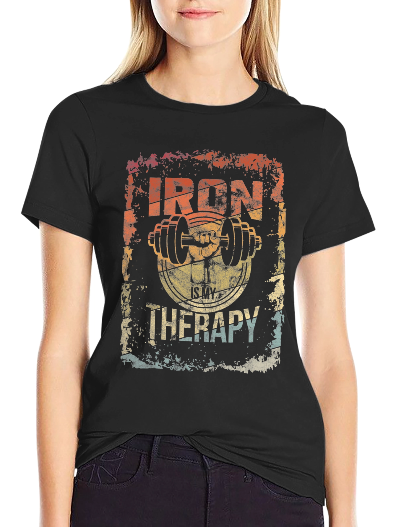 Iron Is My Therapy T-Shirt Gym Workout Tee