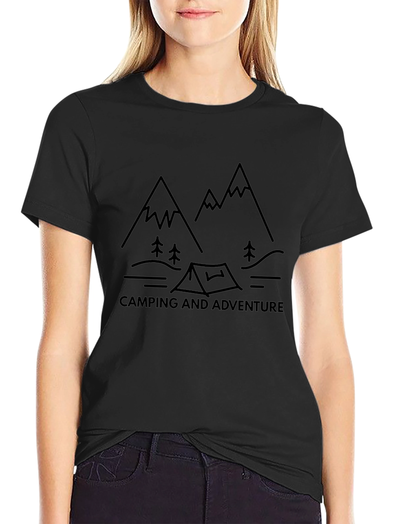Camping Adventure Black Graphic Tee