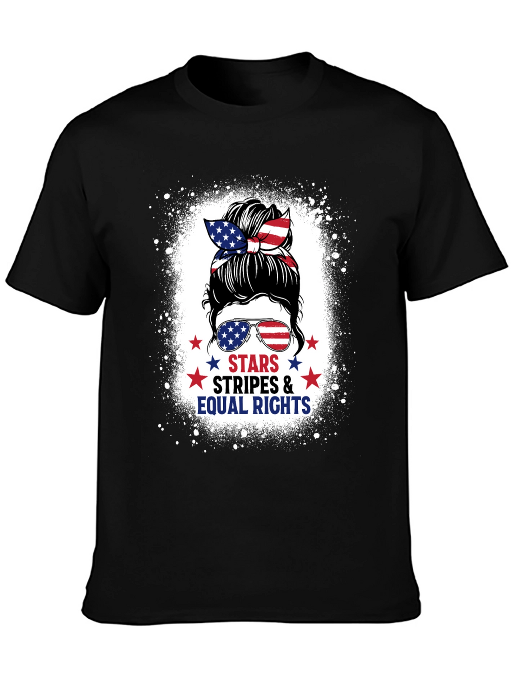 Stars Stripes & Equal Rights Messy Bun T-Shirt