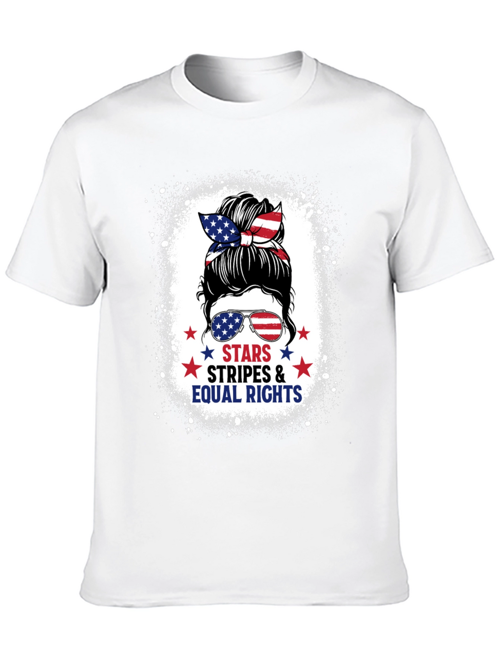 Stars Stripes & Equal Rights Messy Bun T-Shirt