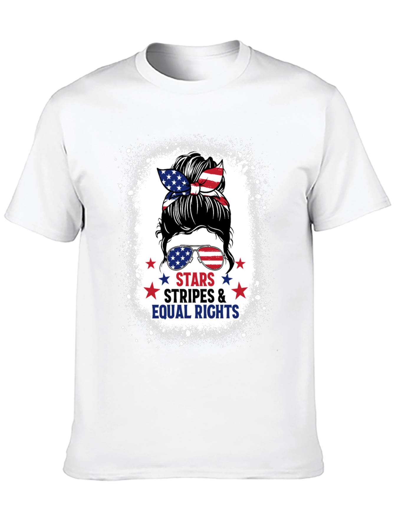 Stars Stripes & Equal Rights Messy Bun T-Shirt
