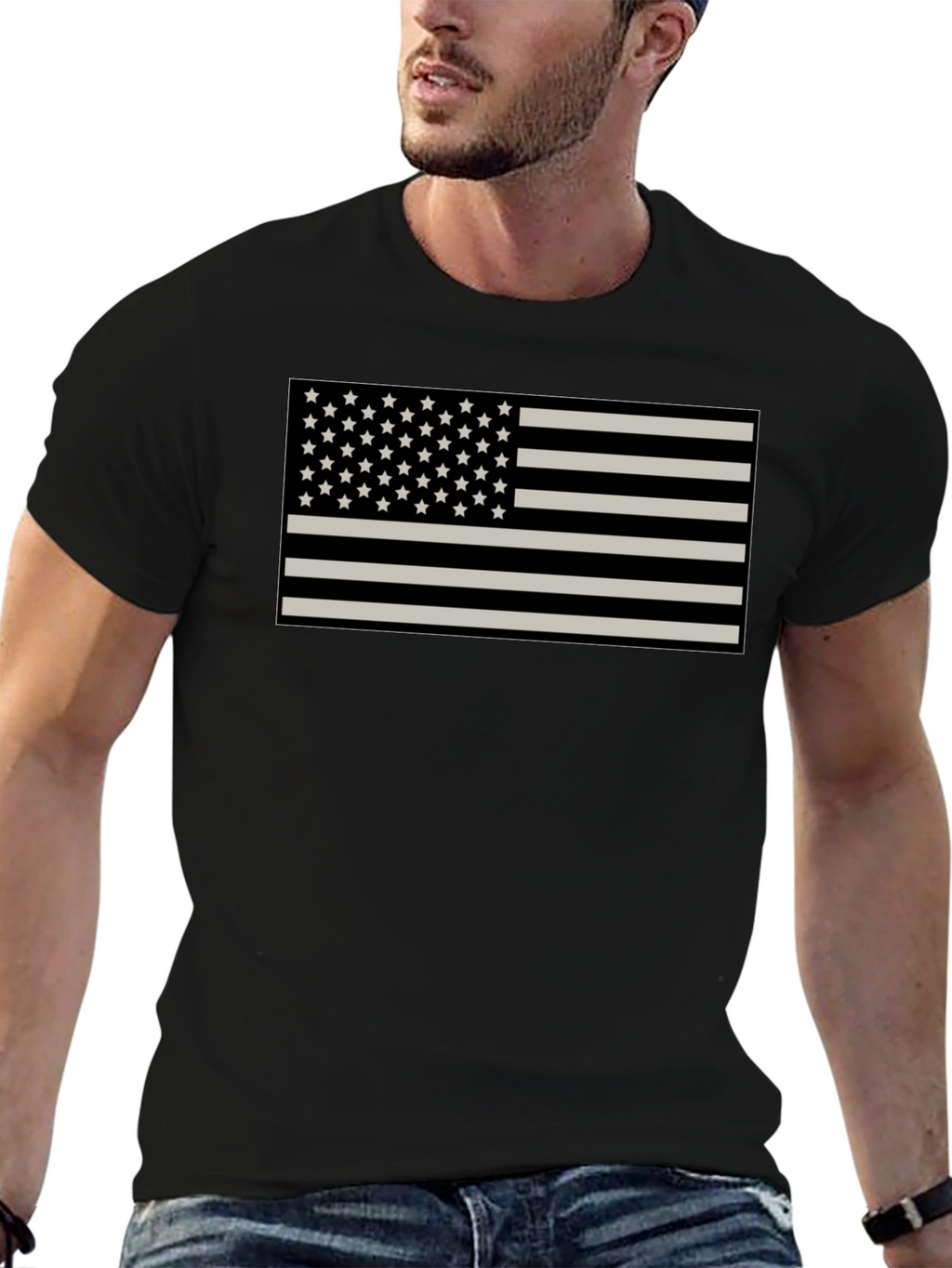 American Flag Graphic Tee - Patriotic Black Shirt