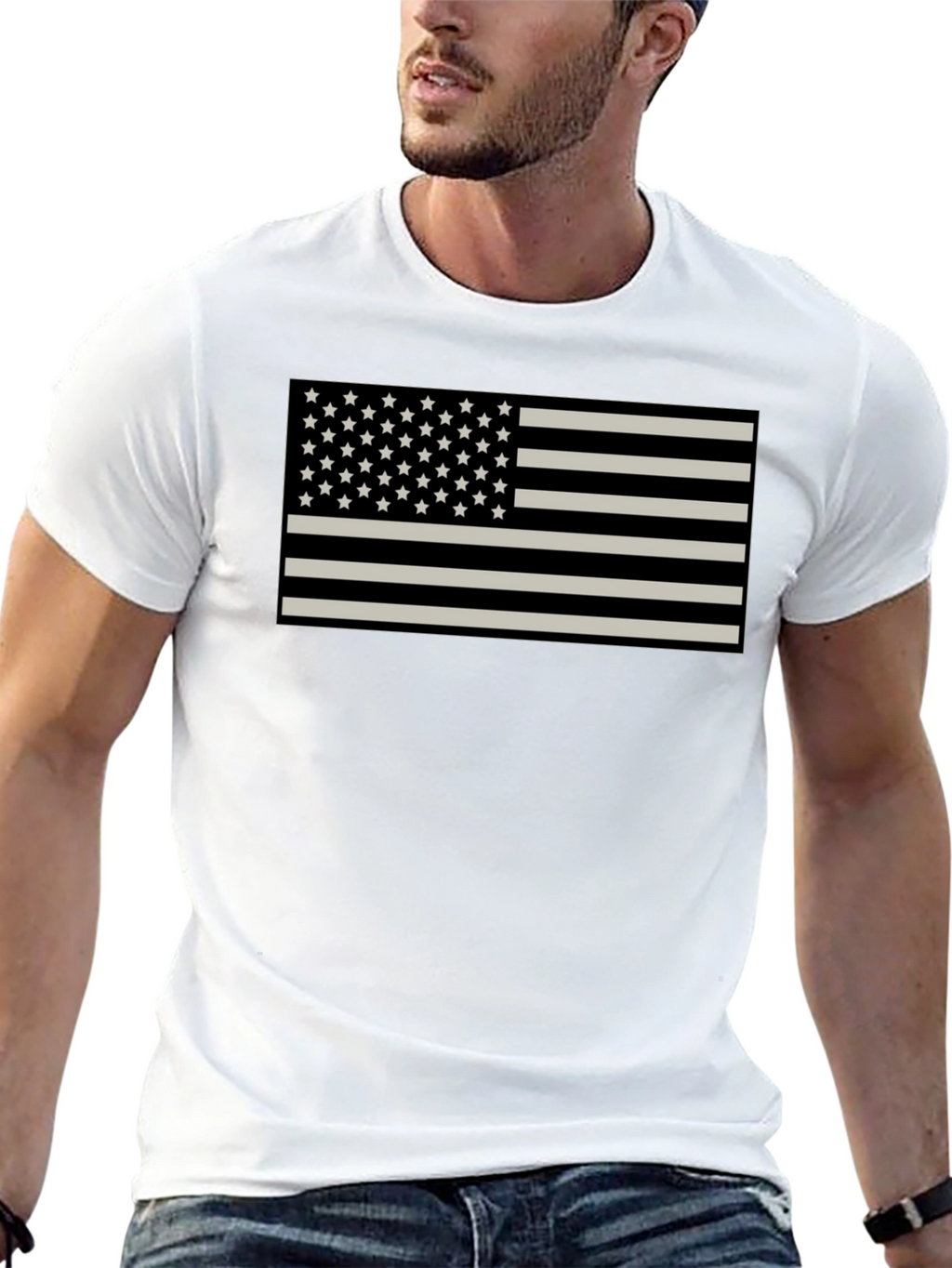 American Flag Graphic Tee - Patriotic Black Shirt