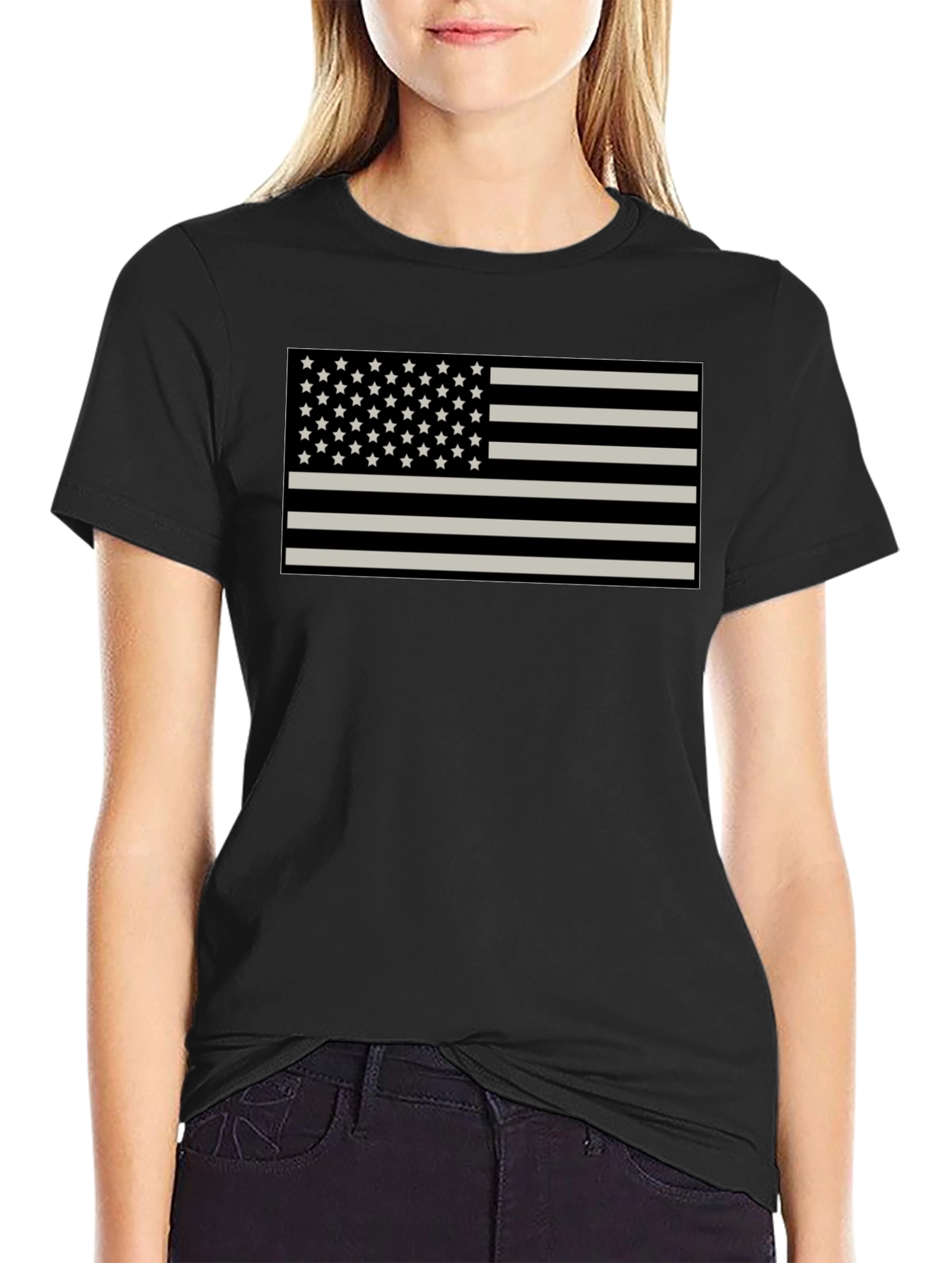 American Flag Graphic Tee - Patriotic Black Shirt