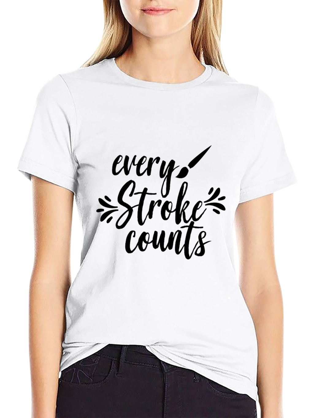 Every Stroke Counts Black Graphic Tee