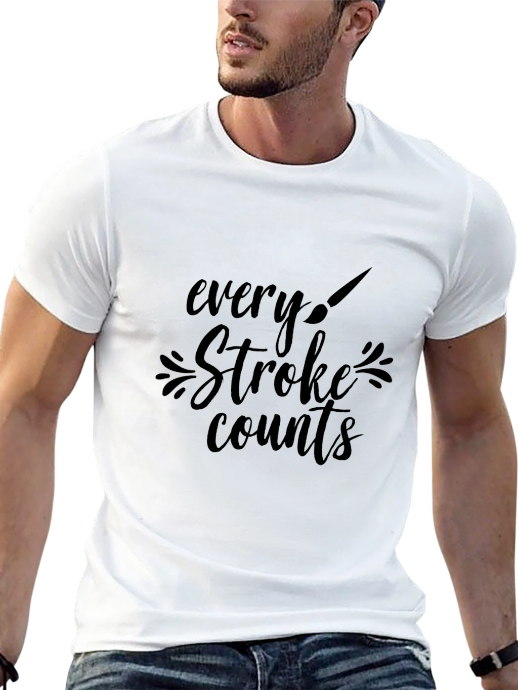 Every Stroke Counts Black Graphic Tee