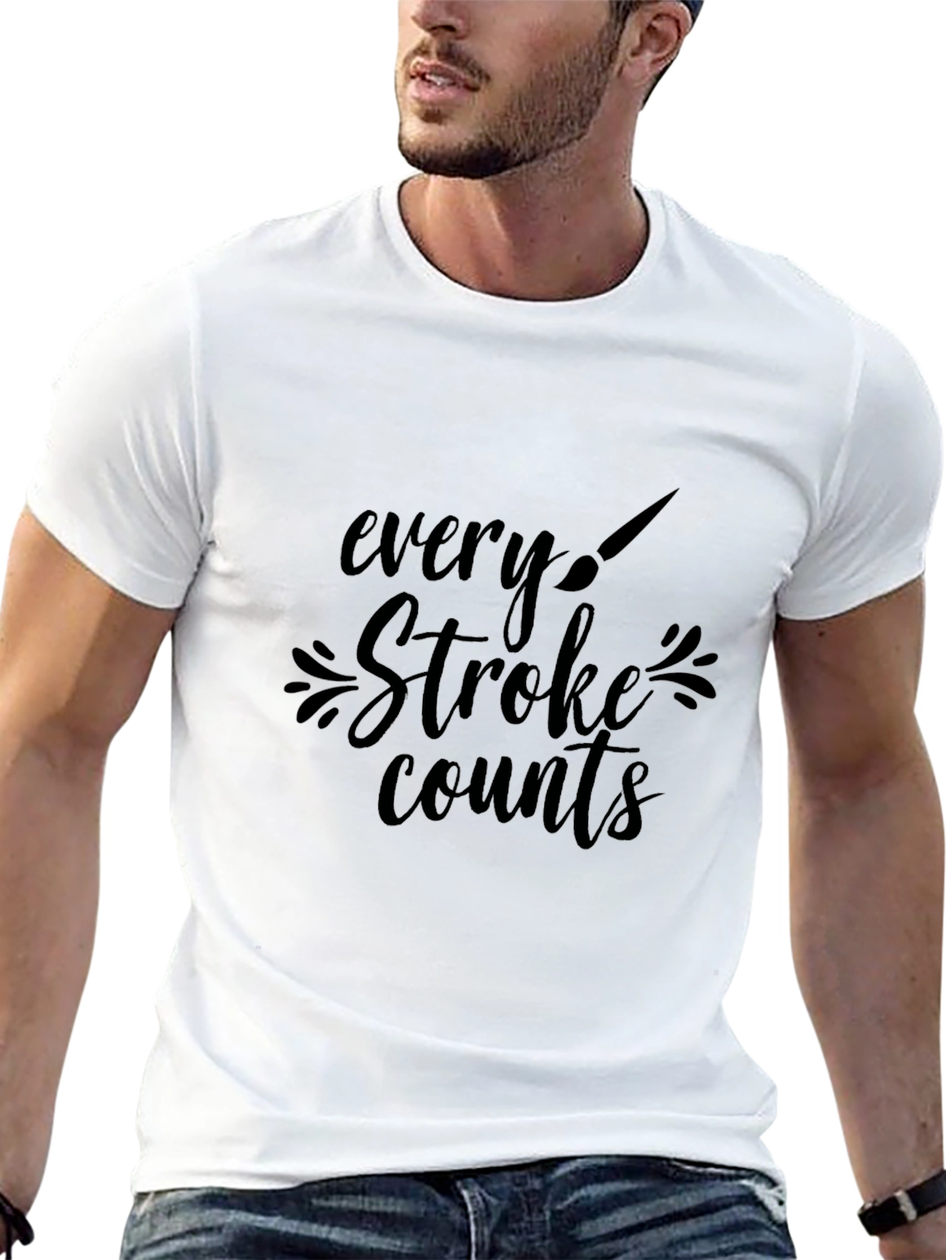 Every Stroke Counts Black Graphic Tee