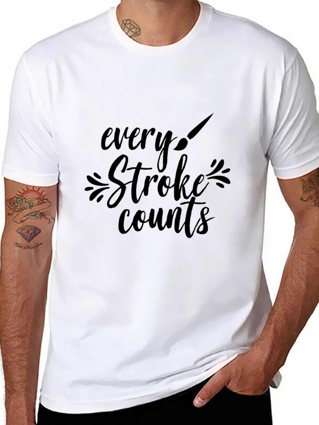 Every Stroke Counts Black Graphic Tee