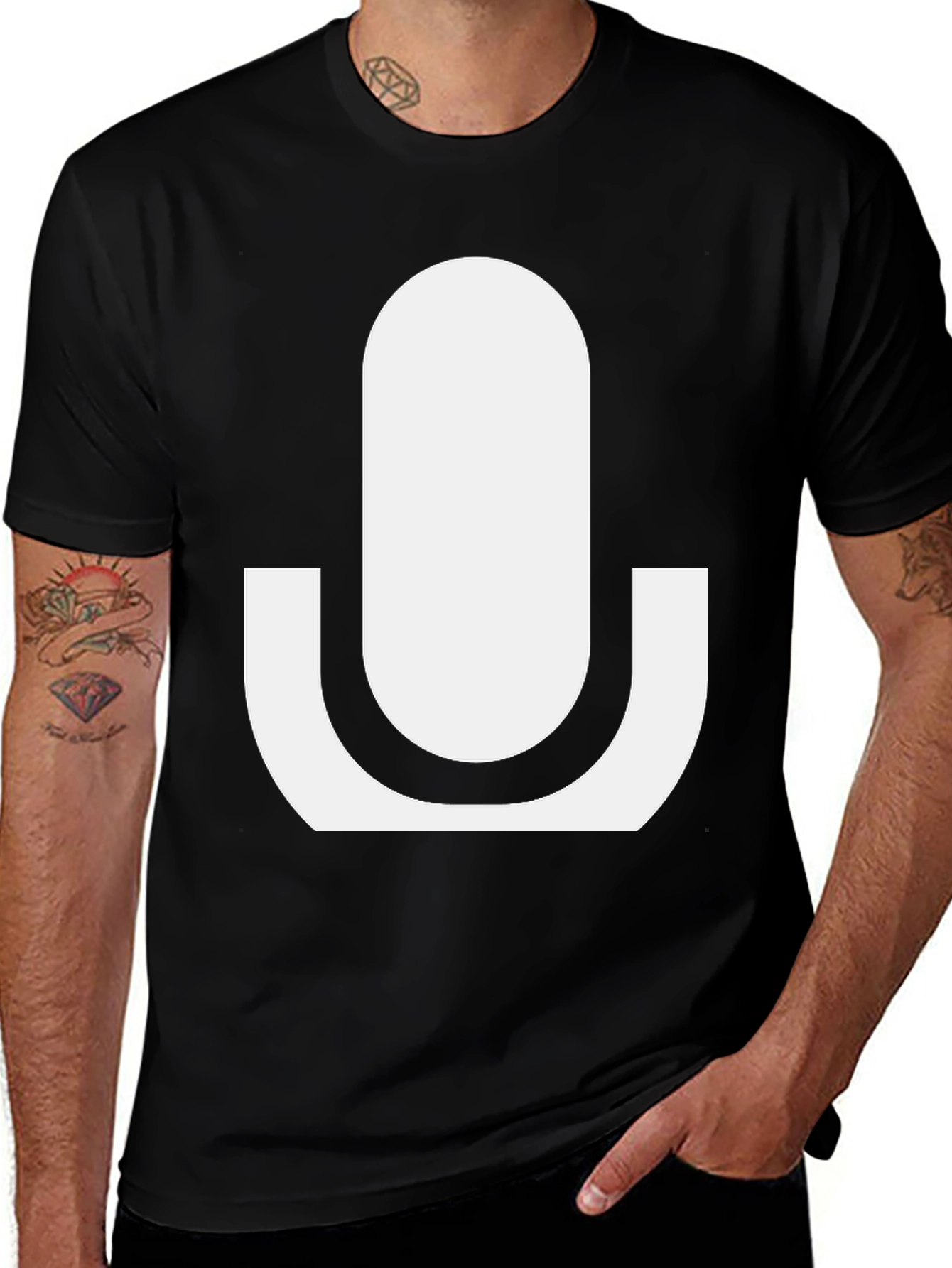 Minimalist Microphone Graphic Tee - Black