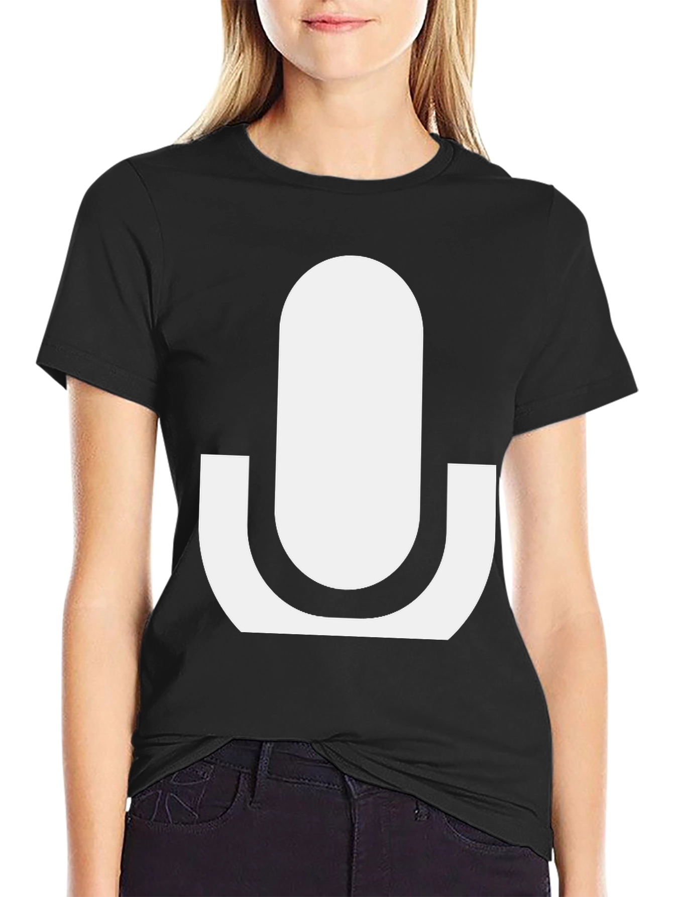 Minimalist Microphone Graphic Tee - Black