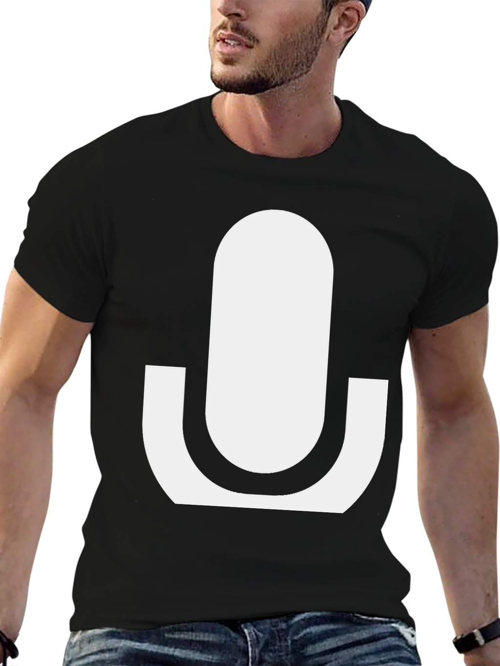 Minimalist Microphone Graphic Tee - Black