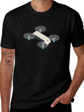 Drone Graphic T-Shirt - Black Cotton Tee