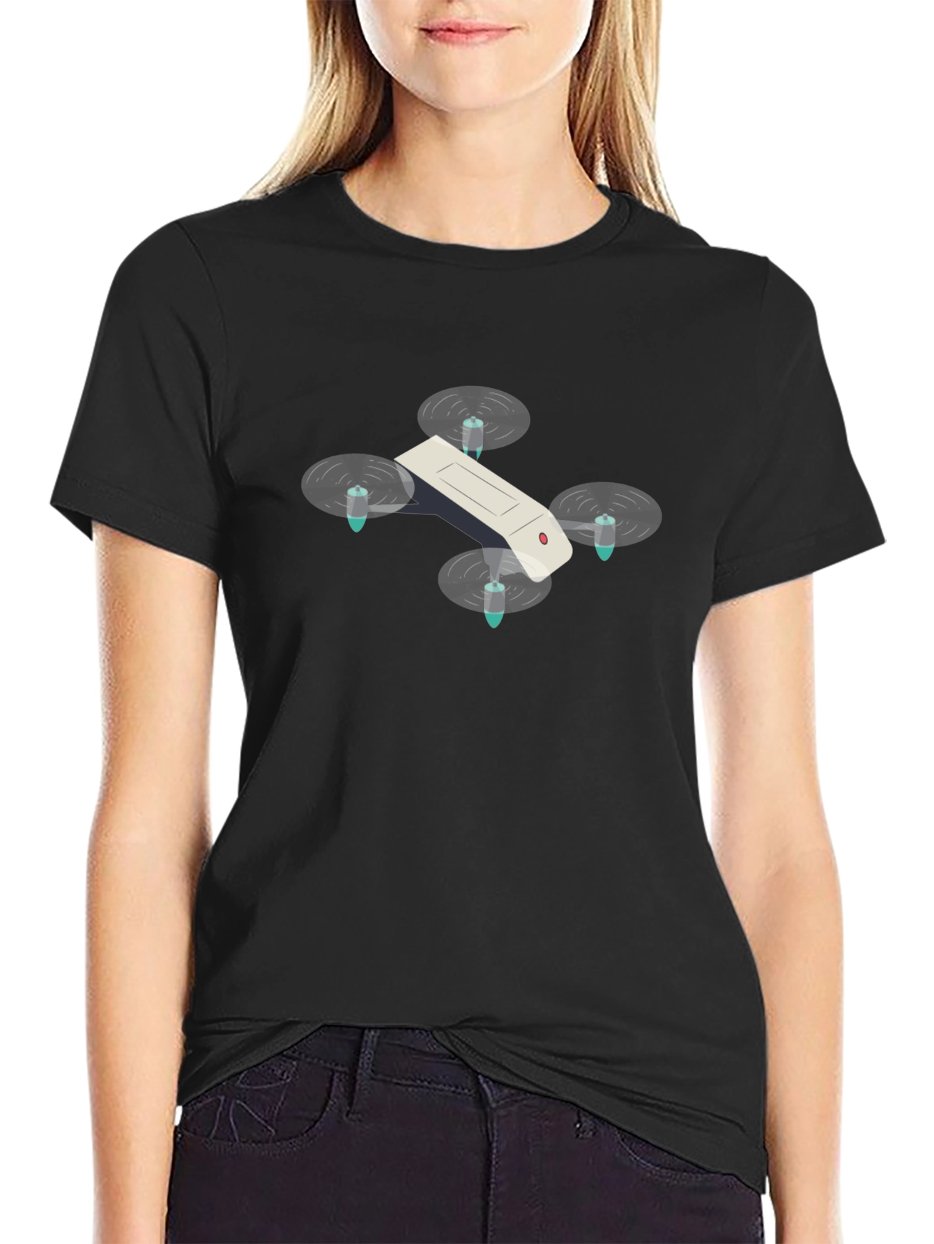 Drone Graphic T-Shirt - Black Cotton Tee