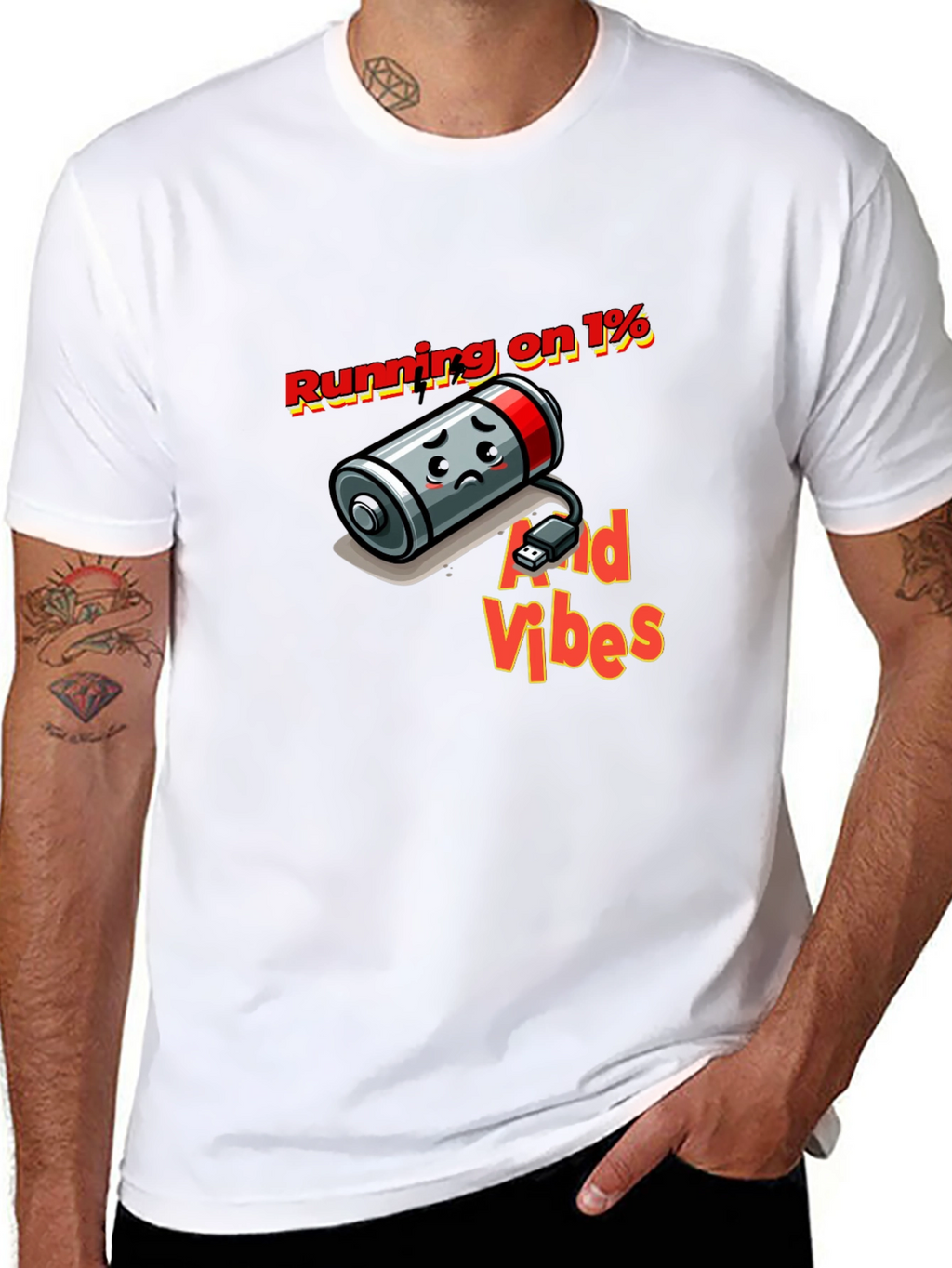 Running on 1% and Good Vibes Black T-Shirt