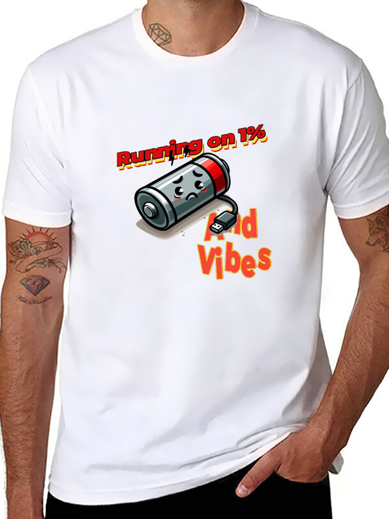 Running on 1% and Good Vibes Black T-Shirt