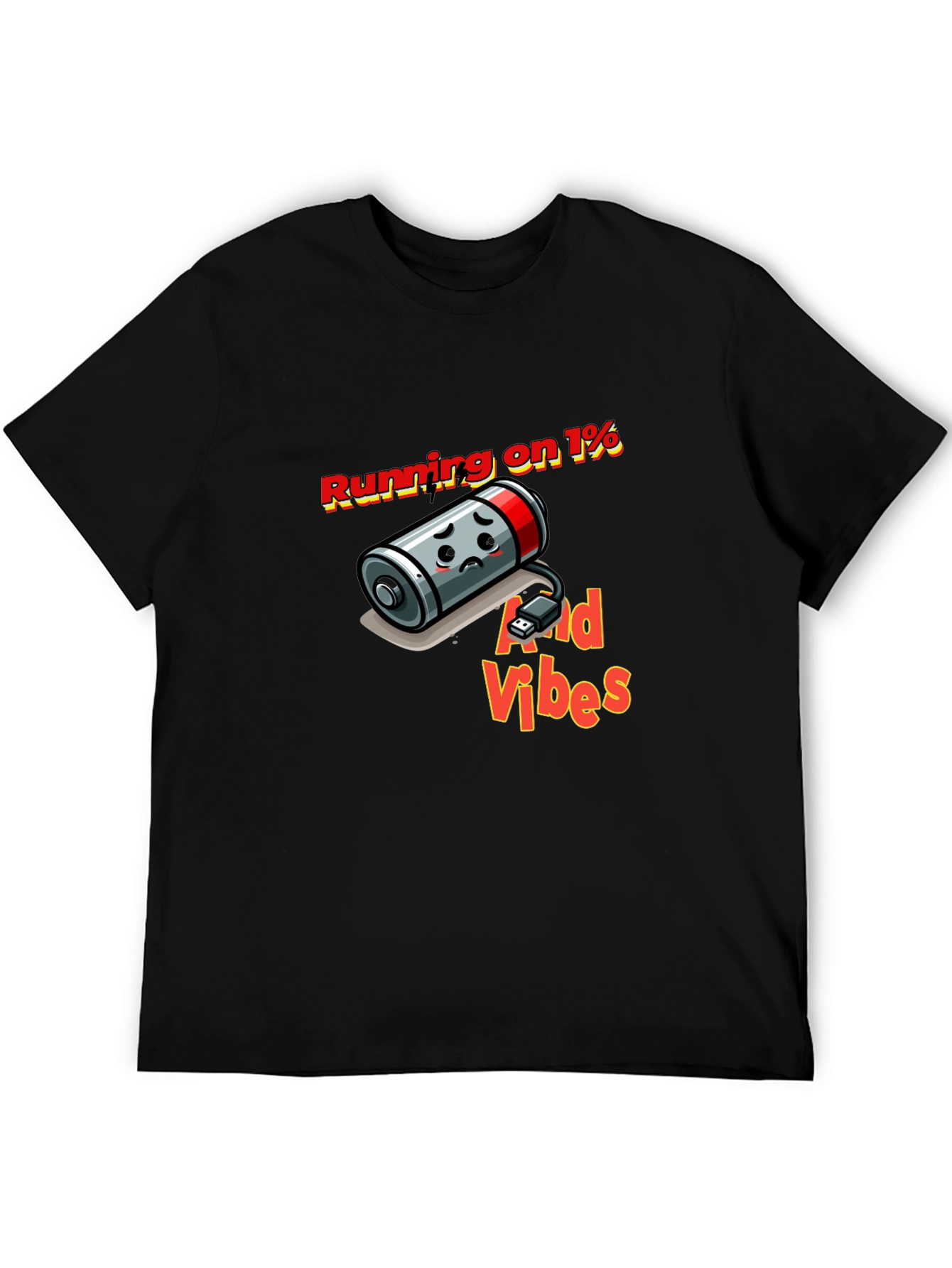 Running on 1% and Good Vibes Black T-Shirt