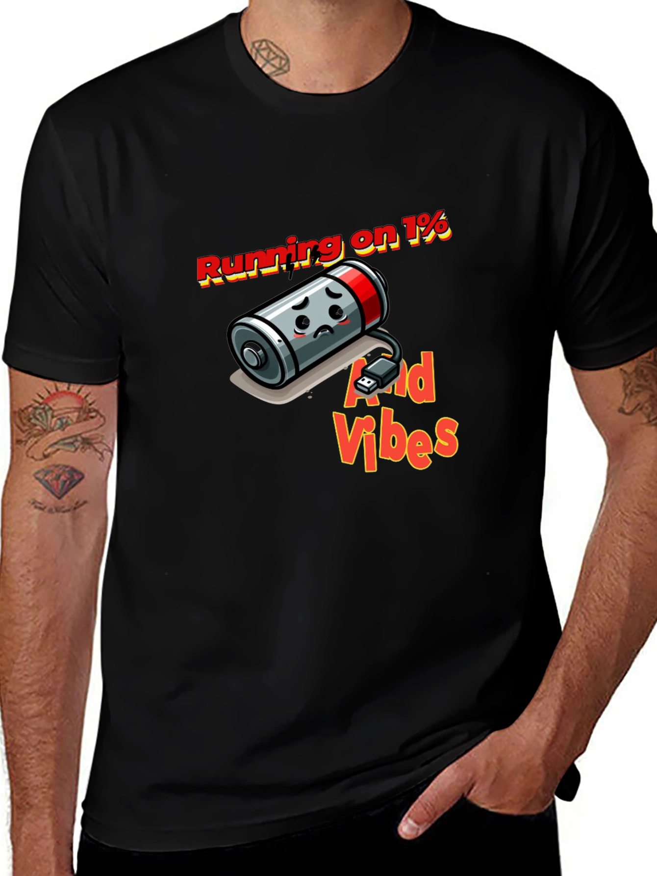 Running on 1% and Good Vibes Black T-Shirt