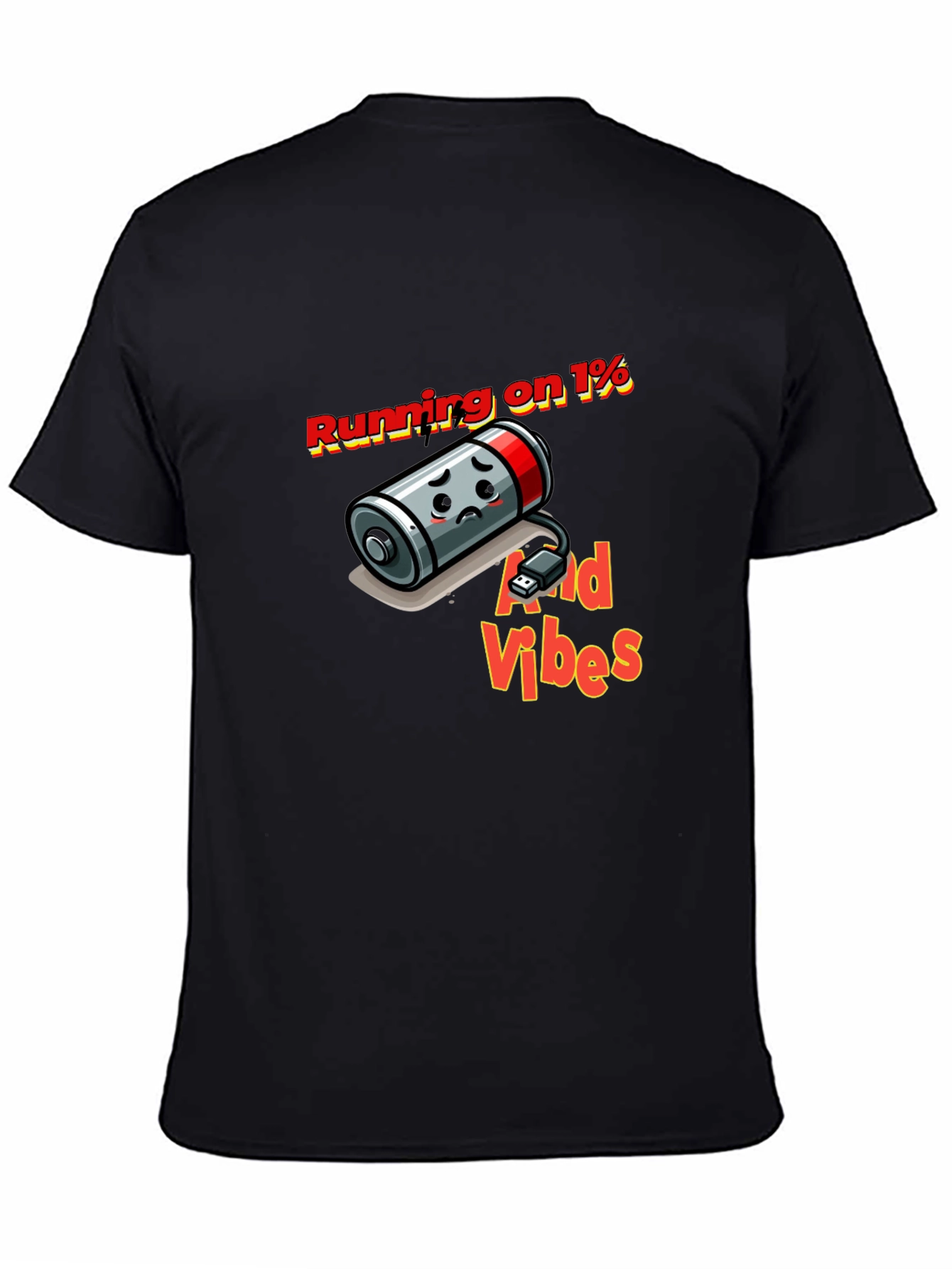 Running on 1% and Good Vibes Black T-Shirt
