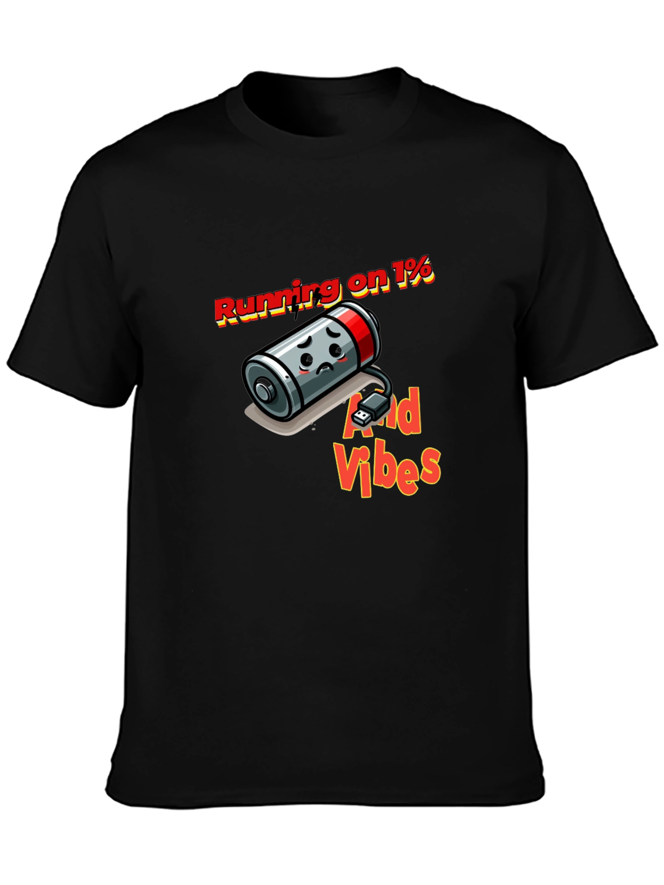 Running on 1% and Good Vibes Black T-Shirt