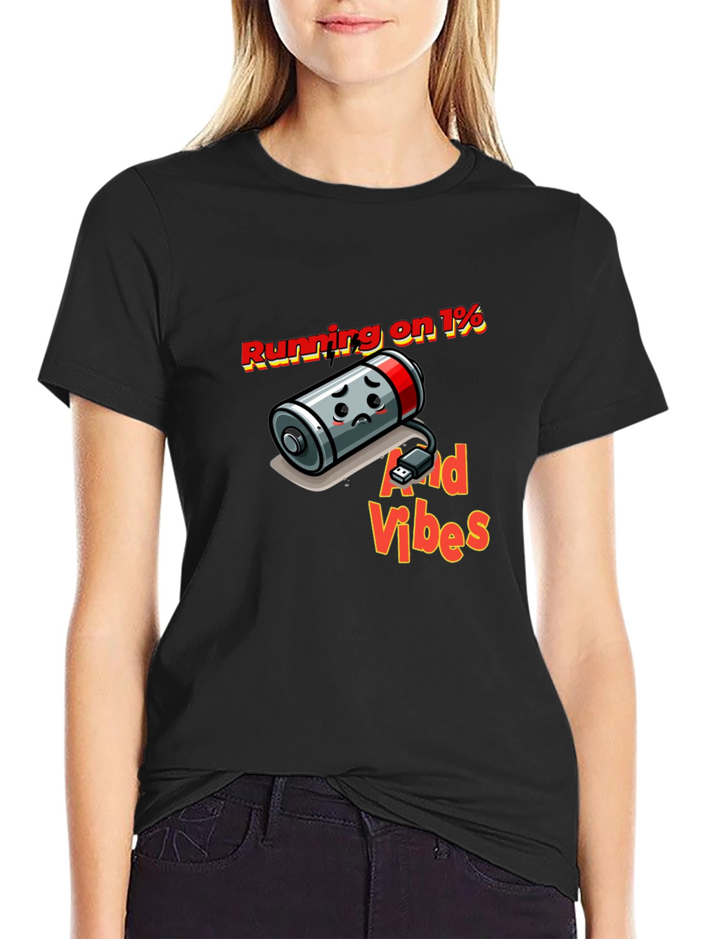 Running on 1% and Good Vibes Black T-Shirt