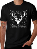Merry Christmas Reindeer Graphic Tee - Holiday Style