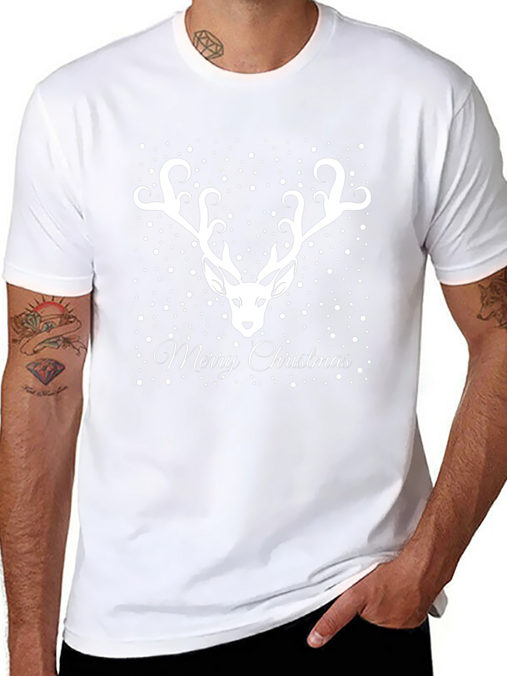 Merry Christmas Reindeer Graphic Tee - Holiday Style