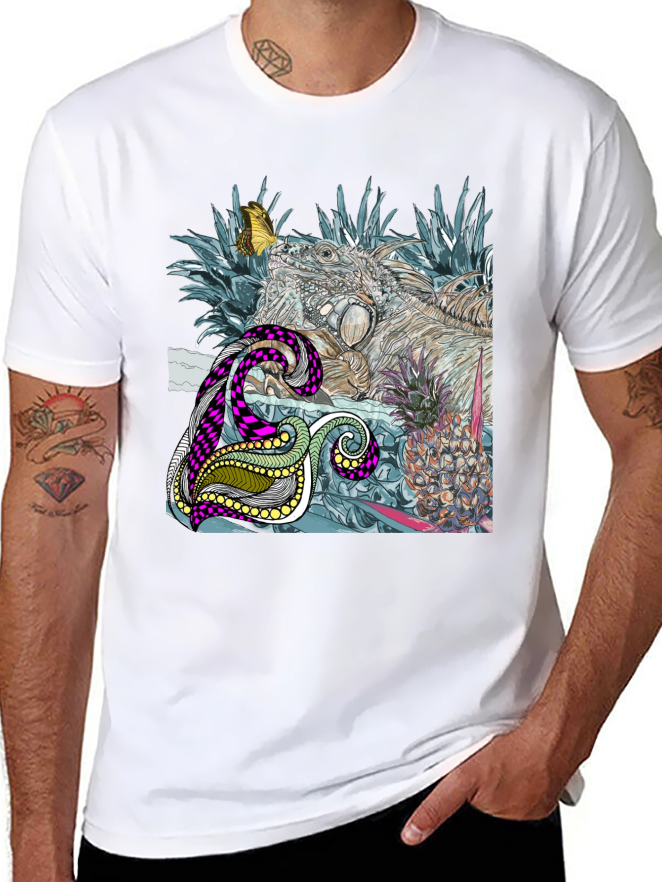 Iguana and Pineapple Graphic Tee