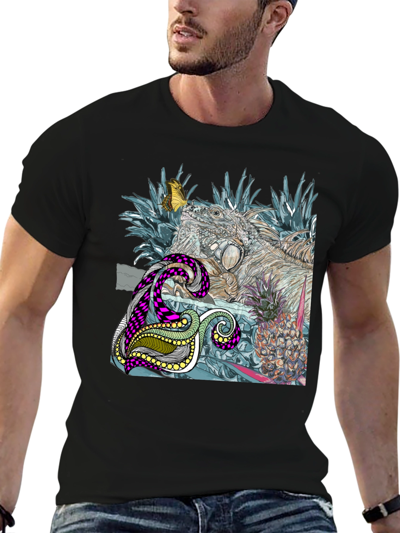 Iguana and Pineapple Graphic Tee