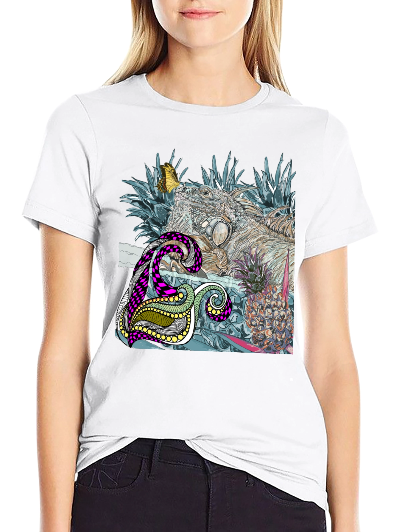 Iguana and Pineapple Graphic Tee
