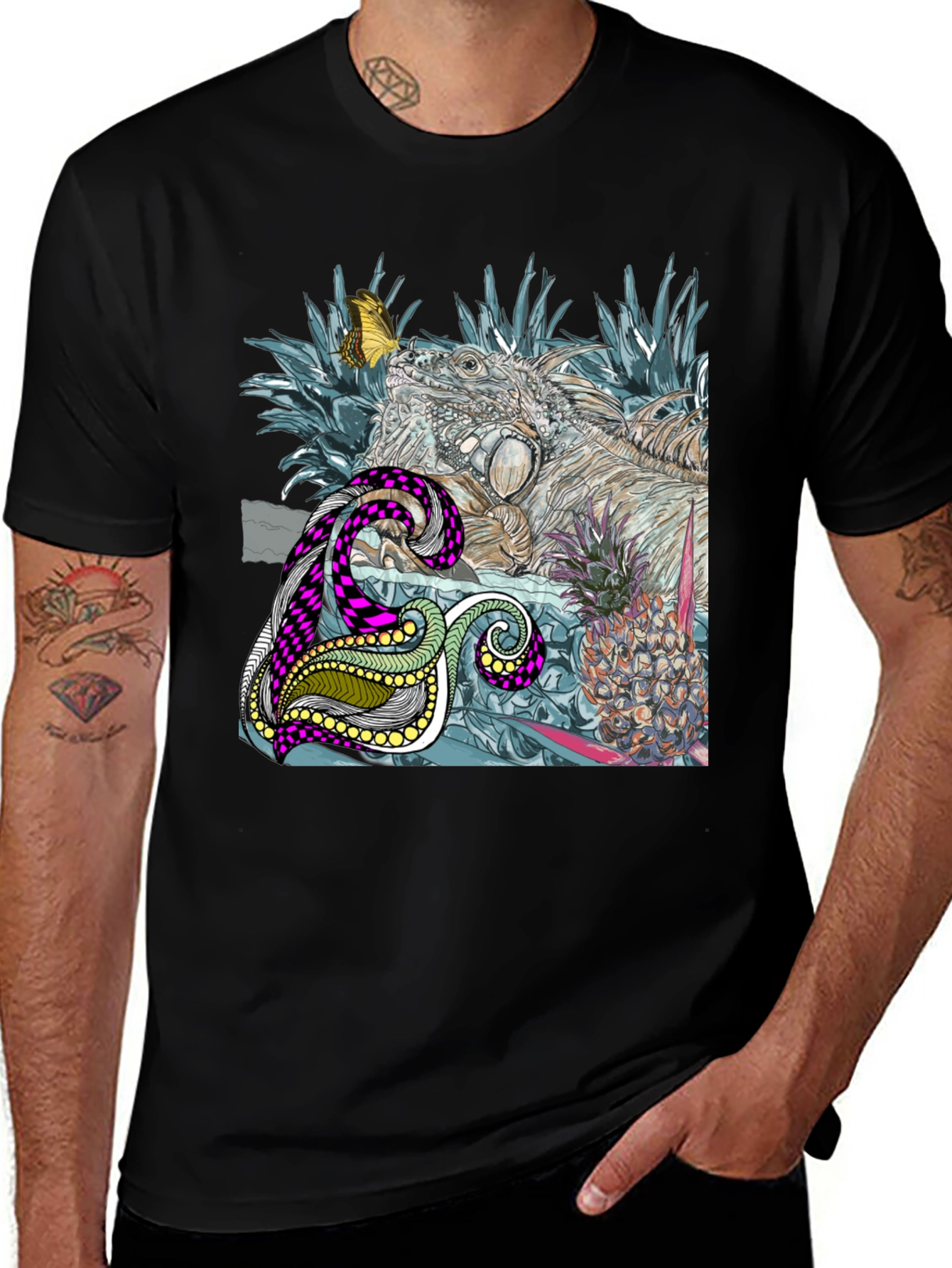 Iguana and Pineapple Graphic Tee