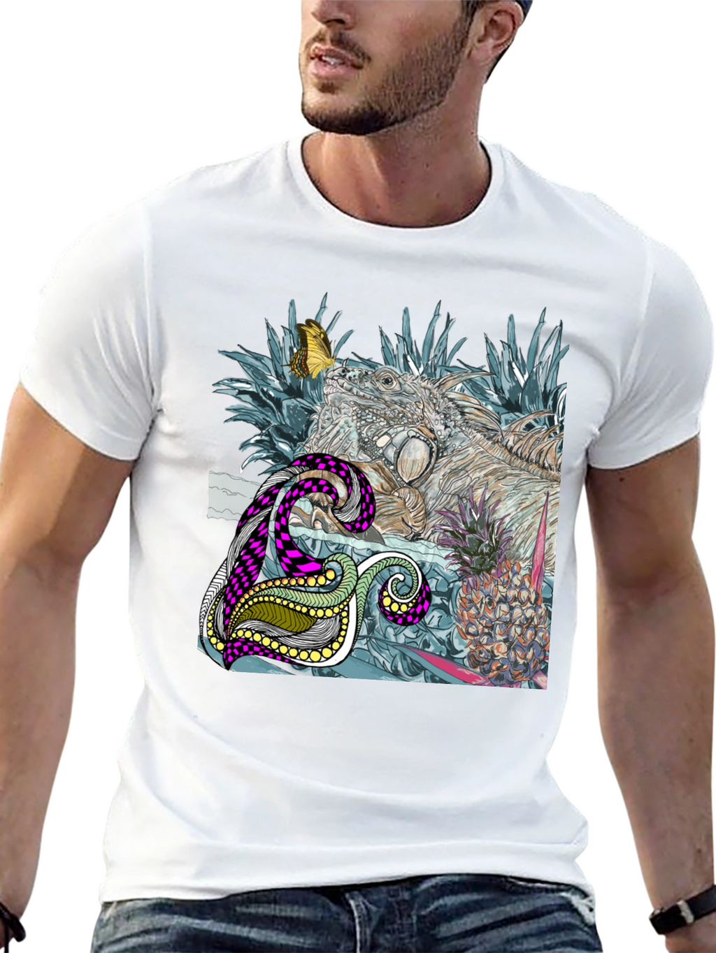 Iguana and Pineapple Graphic Tee