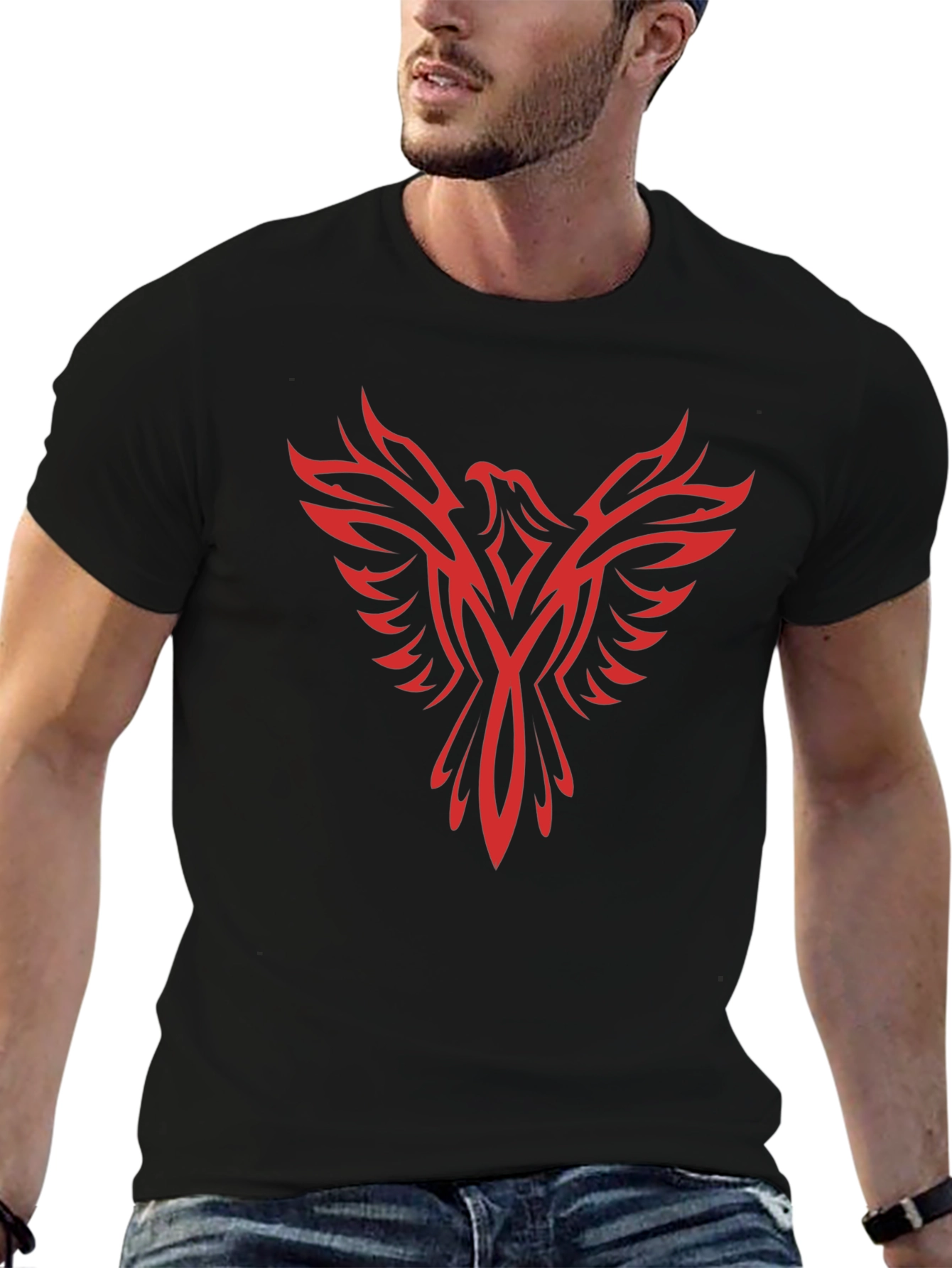 Phoenix Graphic Print Black T-Shirt