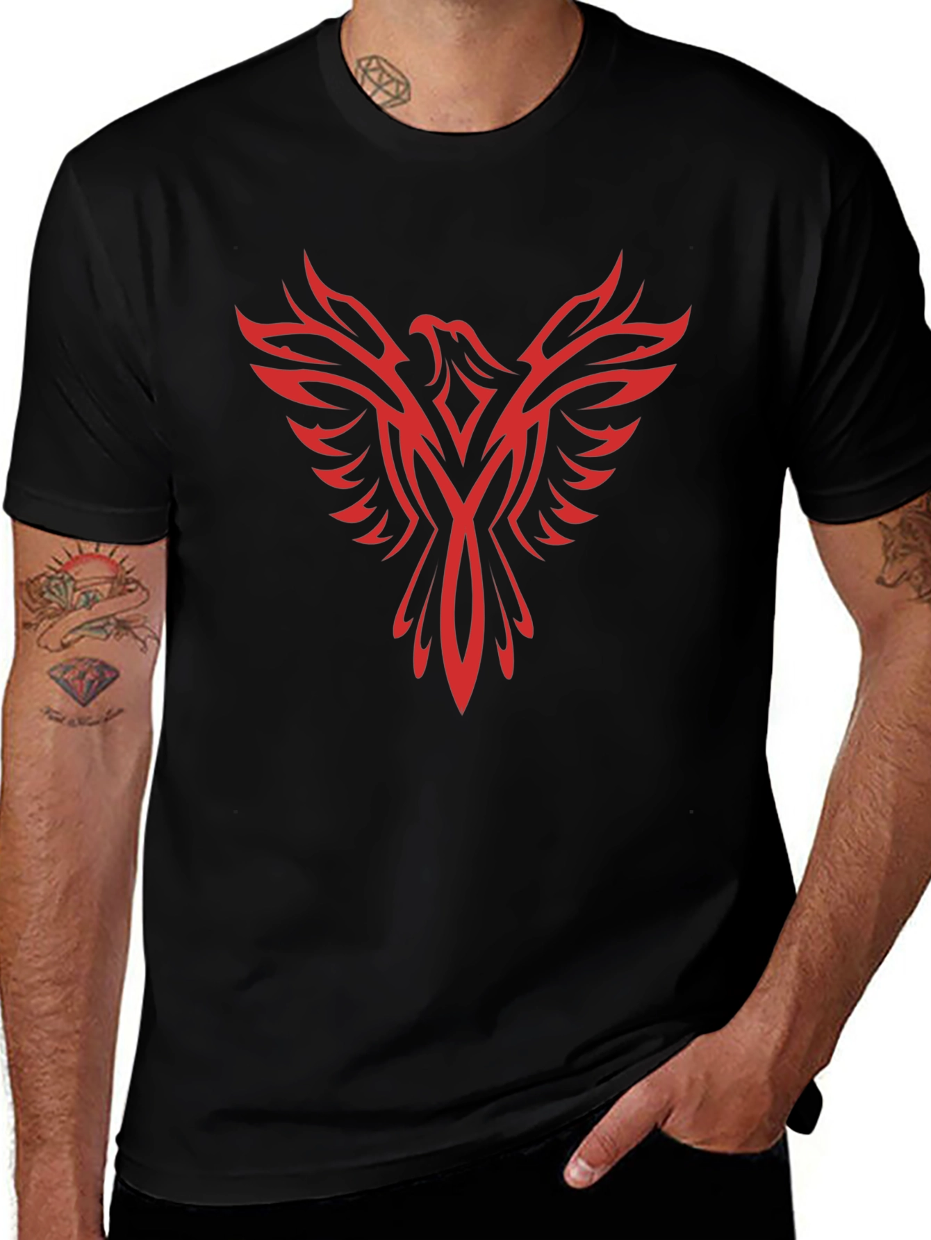 Phoenix Graphic Print Black T-Shirt