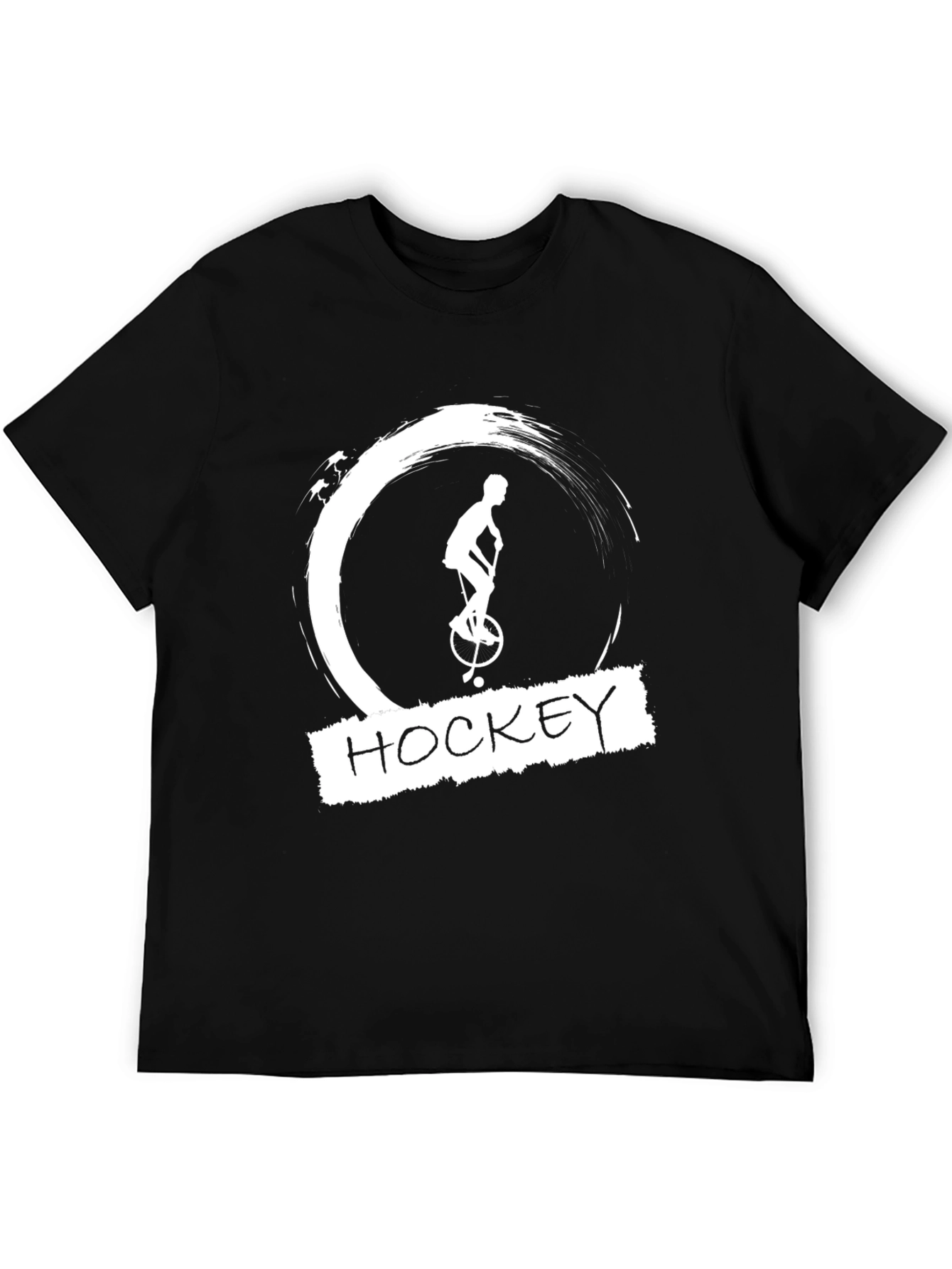 Hockey Unicycle Graphic Tee - Unique Black T-Shirt