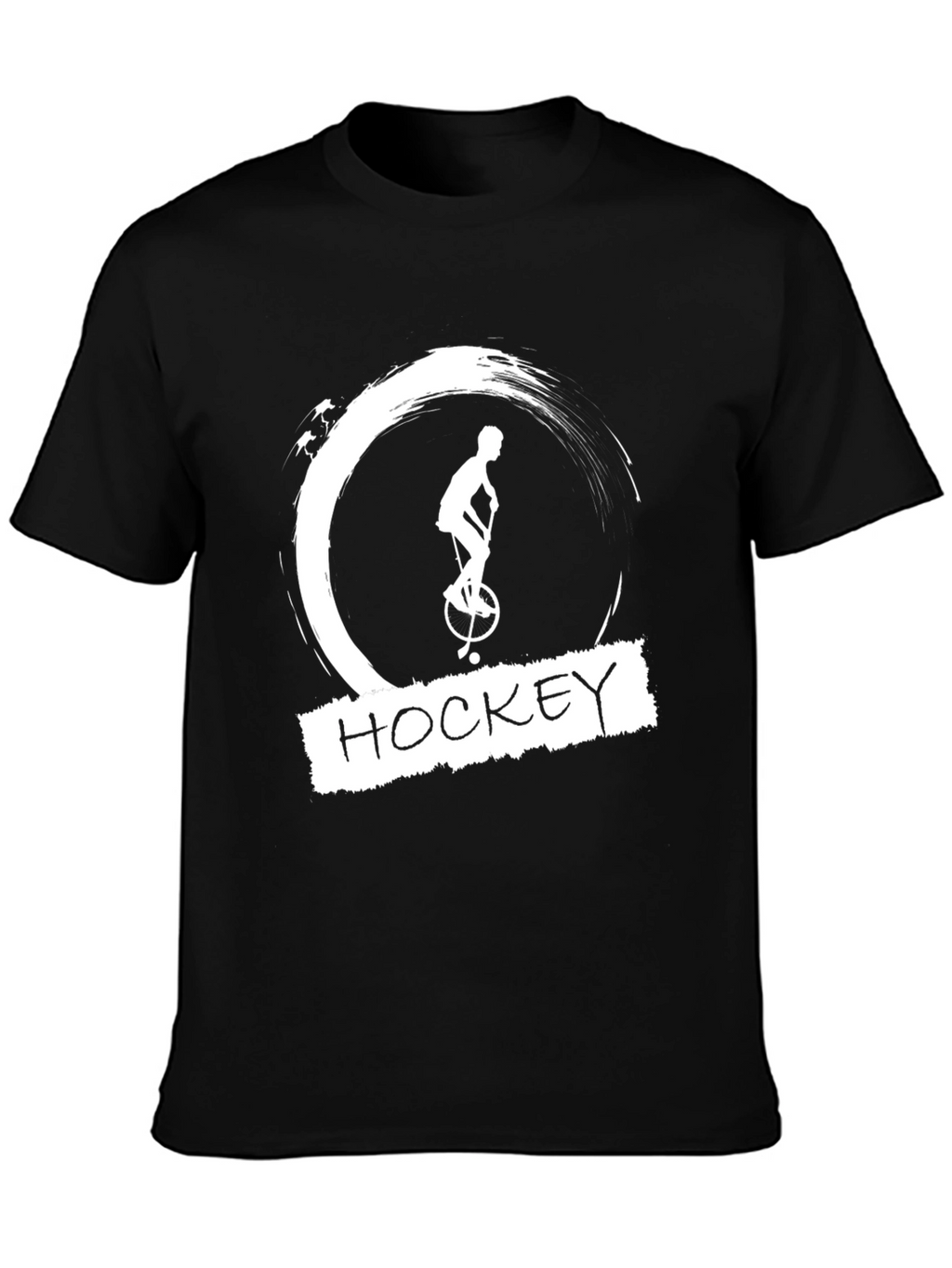 Hockey Unicycle Graphic Tee - Unique Black T-Shirt