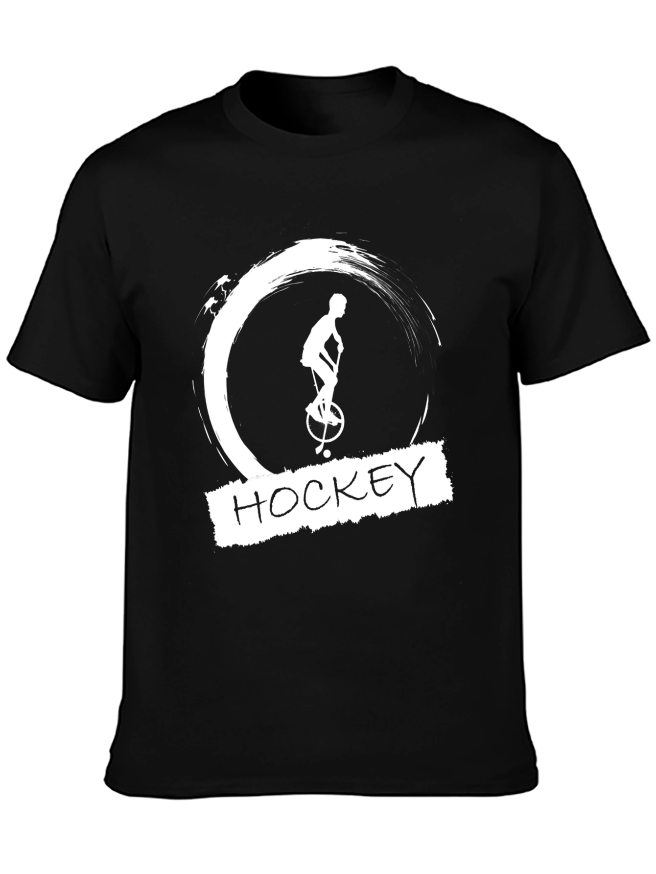 Hockey Unicycle Graphic Tee - Unique Black T-Shirt