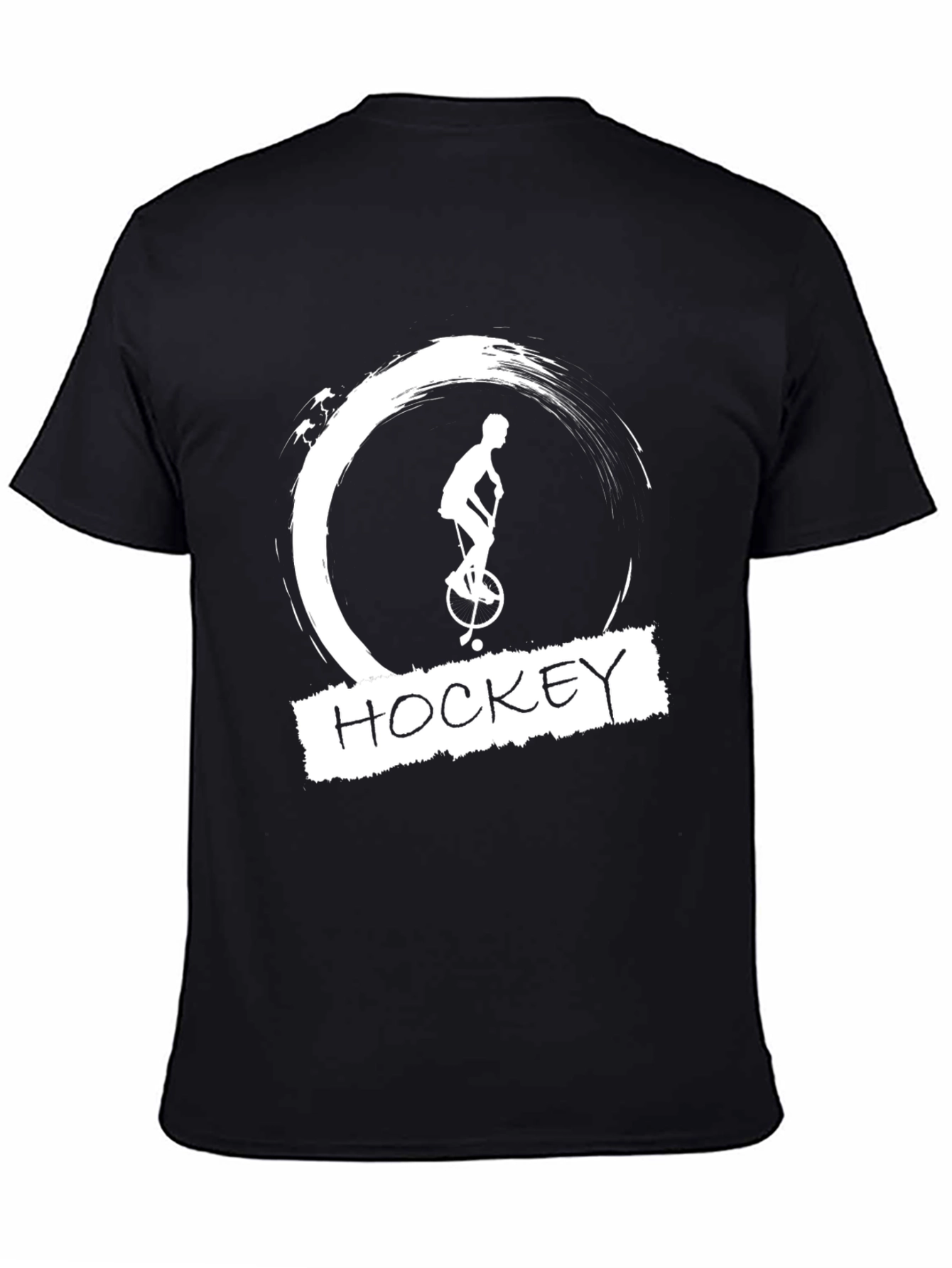 Hockey Unicycle Graphic Tee - Unique Black T-Shirt