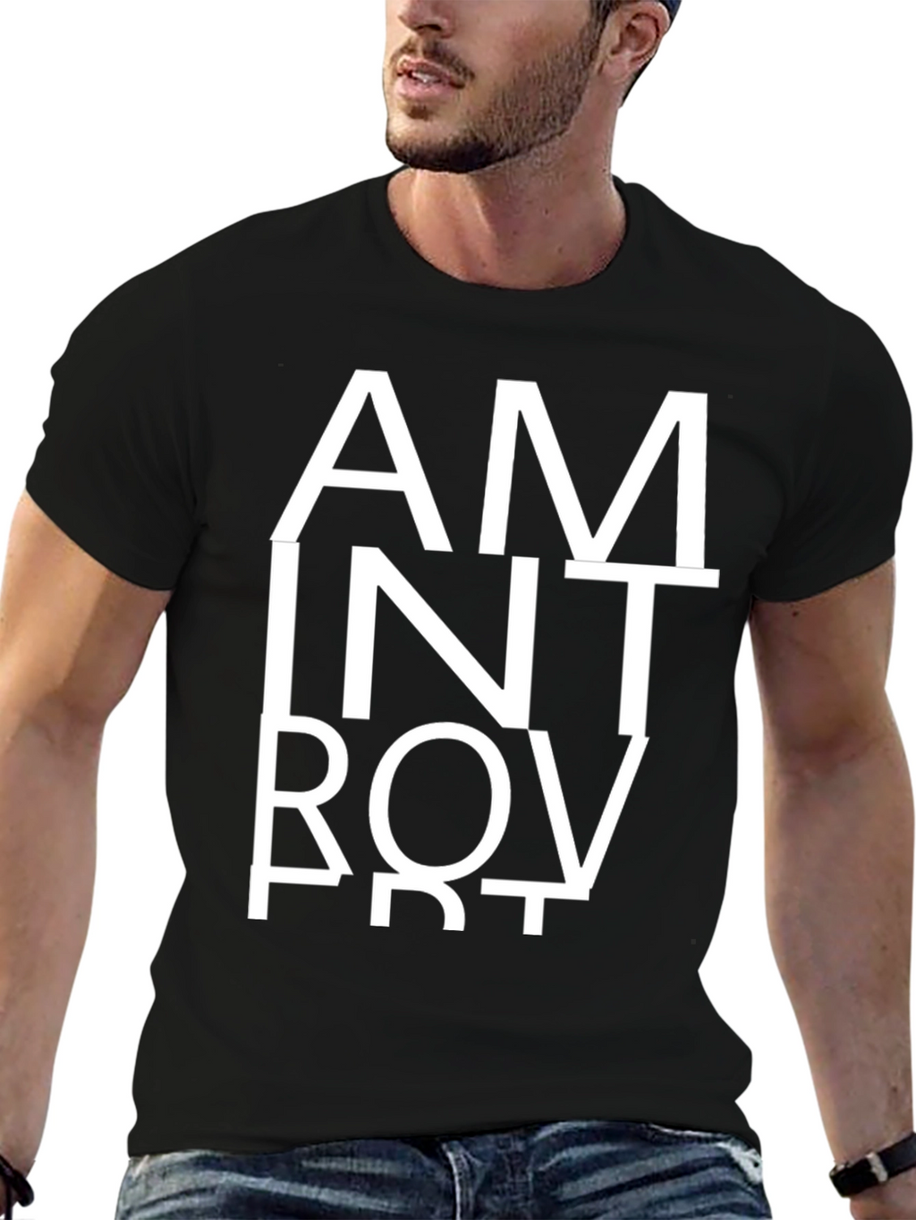 Introvert T-Shirt - Black Cotton Graphic Tee