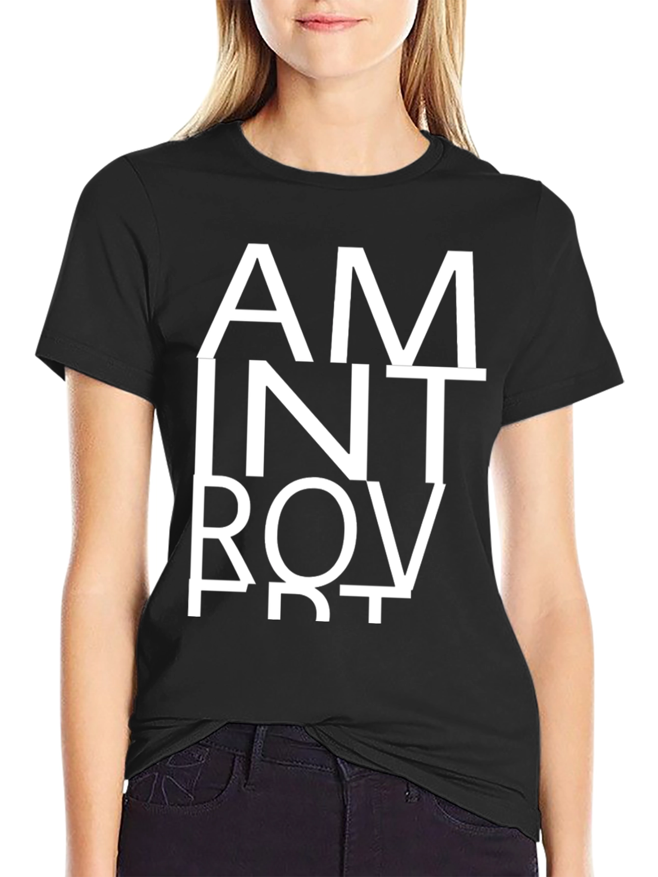 Introvert T-Shirt - Black Cotton Graphic Tee