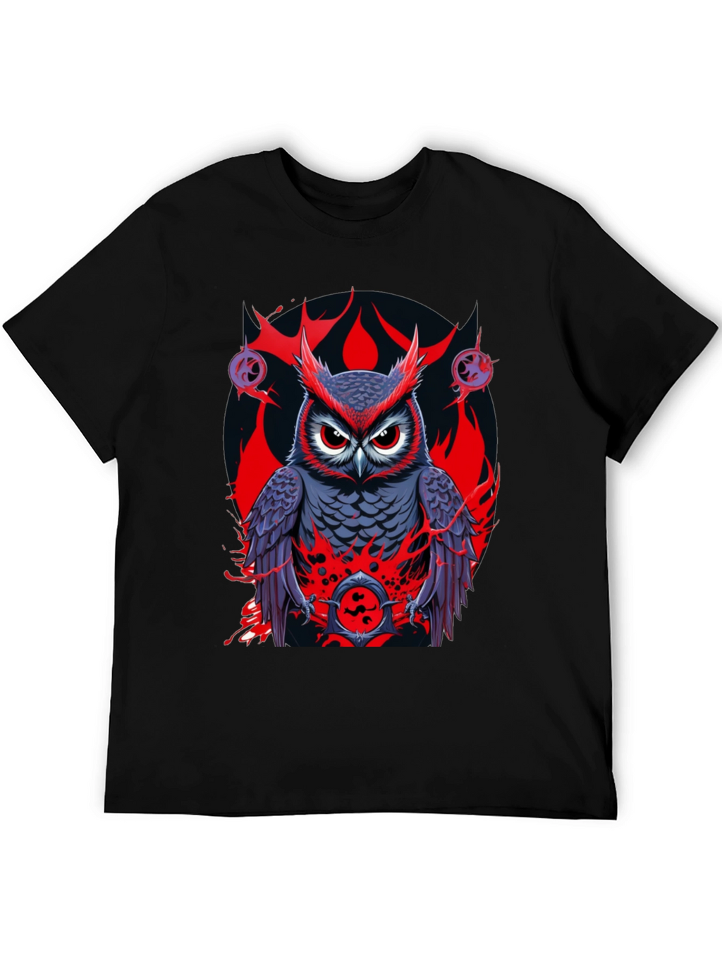 Owl Graphic Print Tee - Mens Black T-Shirt