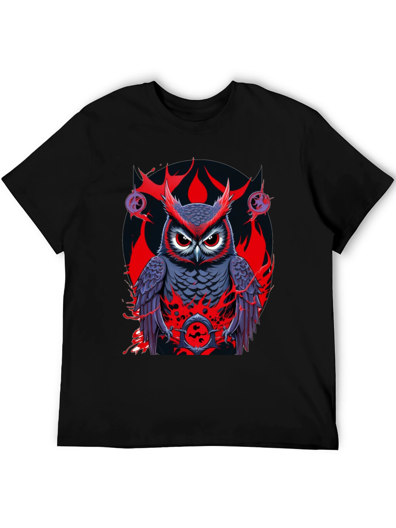 Owl Graphic Print Tee - Mens Black T-Shirt