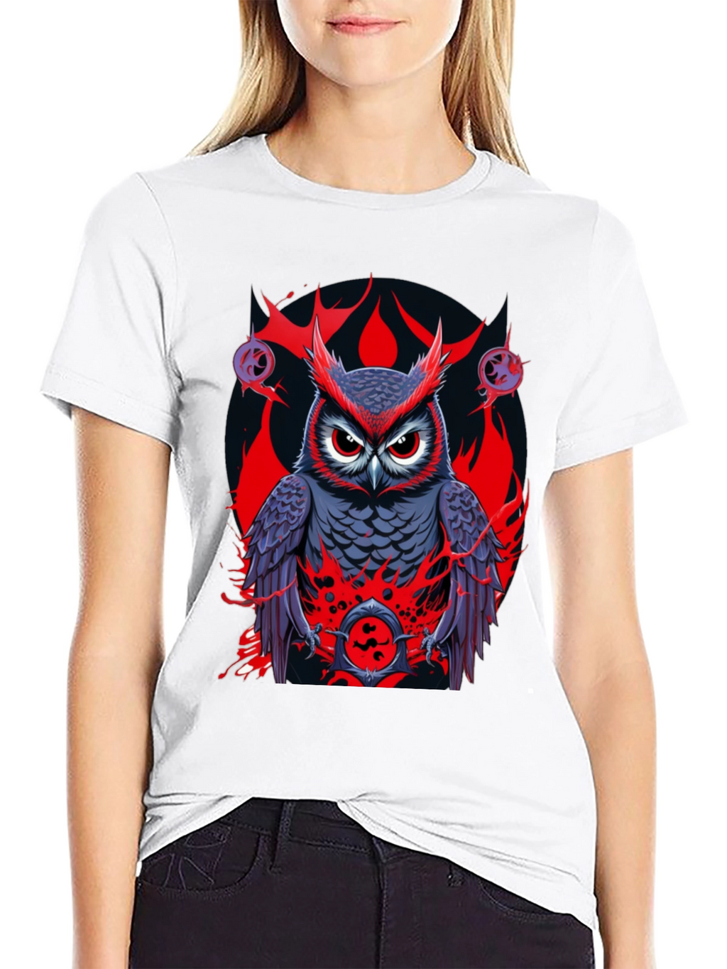 Owl Graphic Print Tee - Mens Black T-Shirt